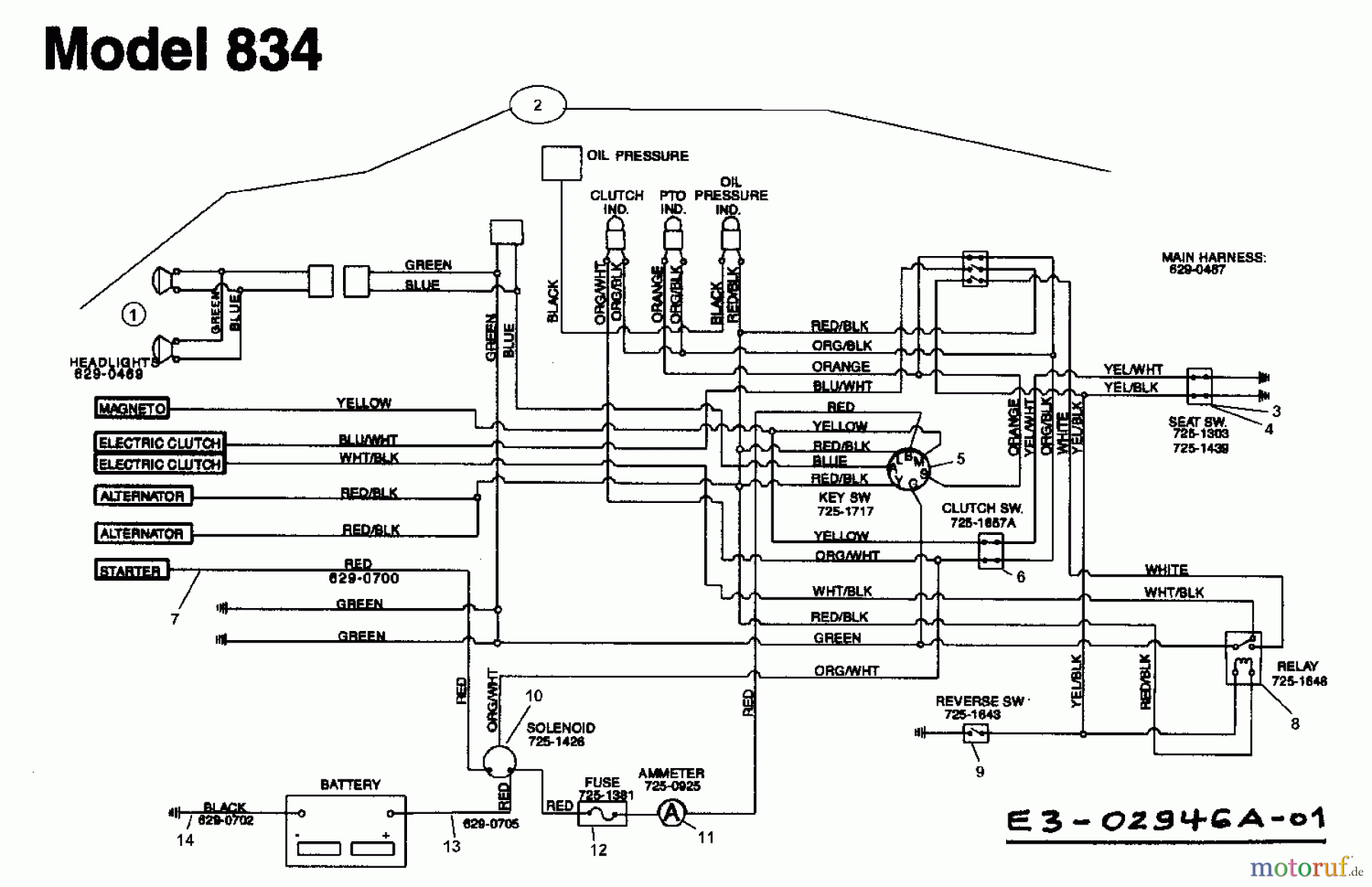  Yard-Man Gartentraktoren TH 8200 14AU834-643  (1998) Schaltplan