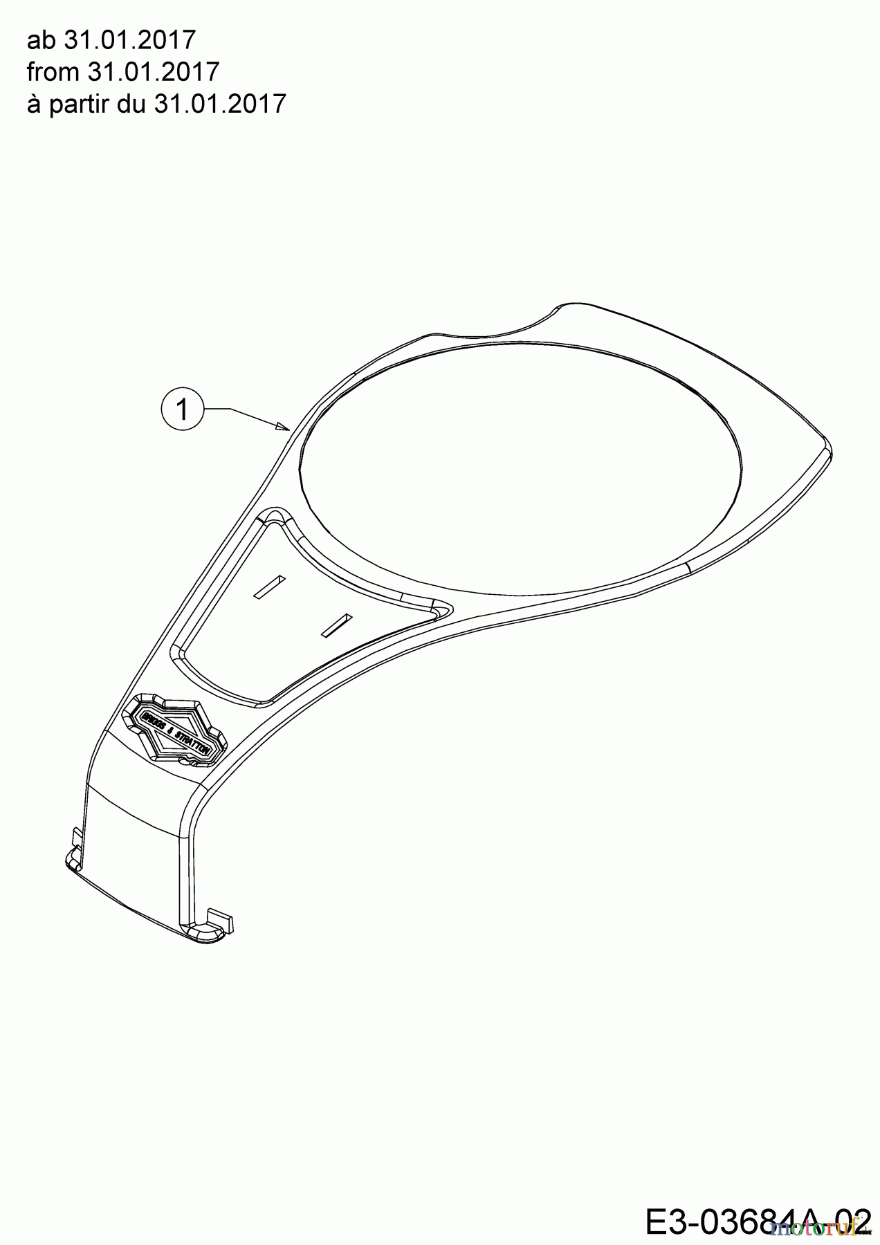  Wolf-Garten Motormäher mit Antrieb A 420 AVHW 12AQLV5B650  (2017) Motorhaubenabdeckung ab 31.01.2017
