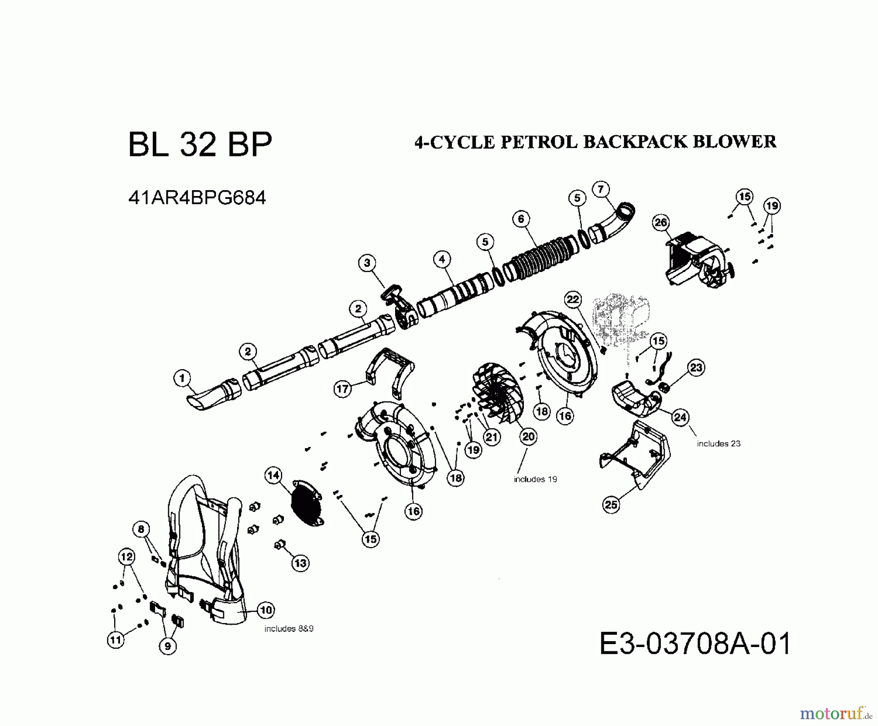  Bolens Laubbläser, Laubsauger BL 32 BP 41AR4BPG684  (2008) Grundgerät