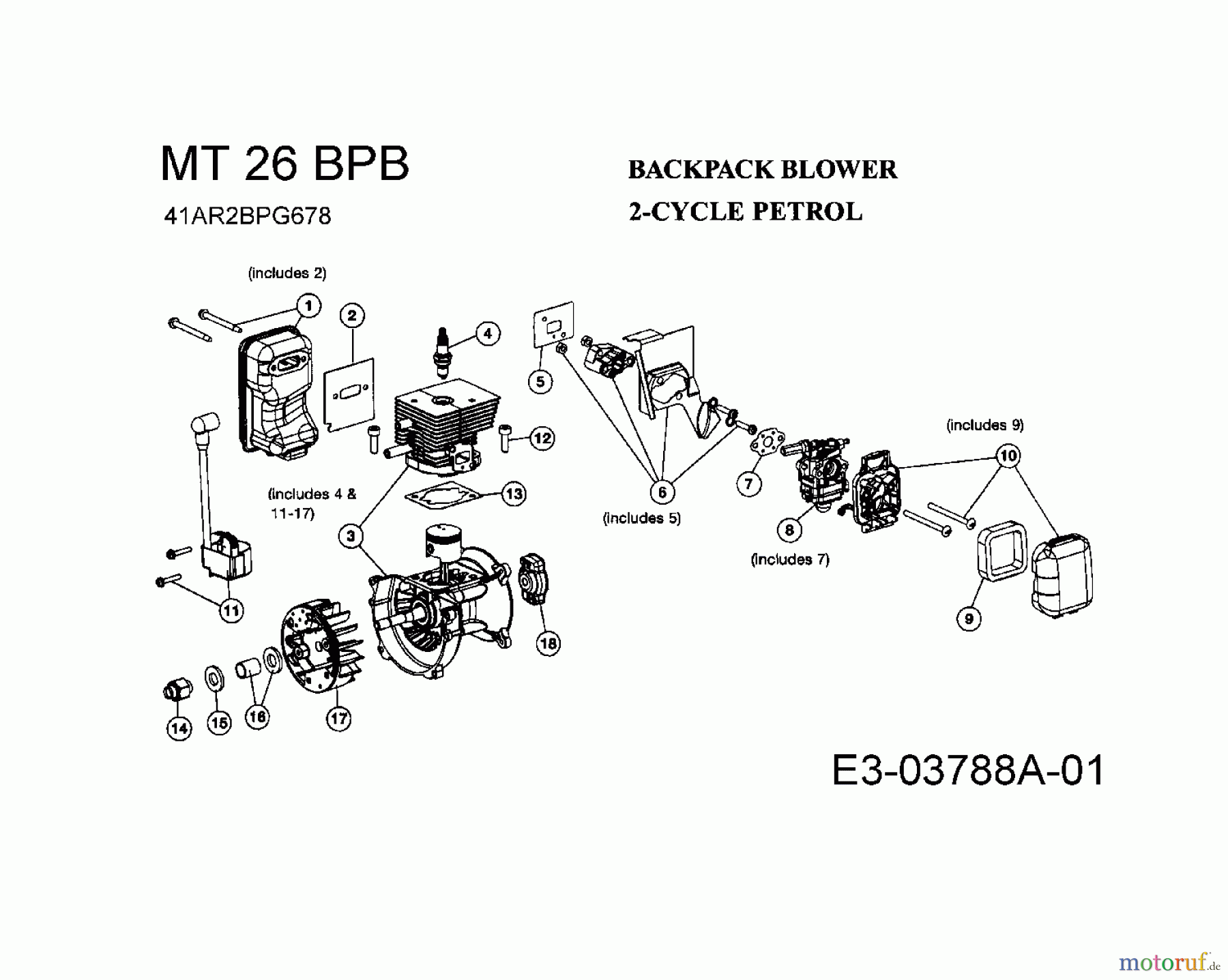  MTD Laubbläser, Laubsauger MT 26 BPB 41AR2BPG678  (2008) Motor