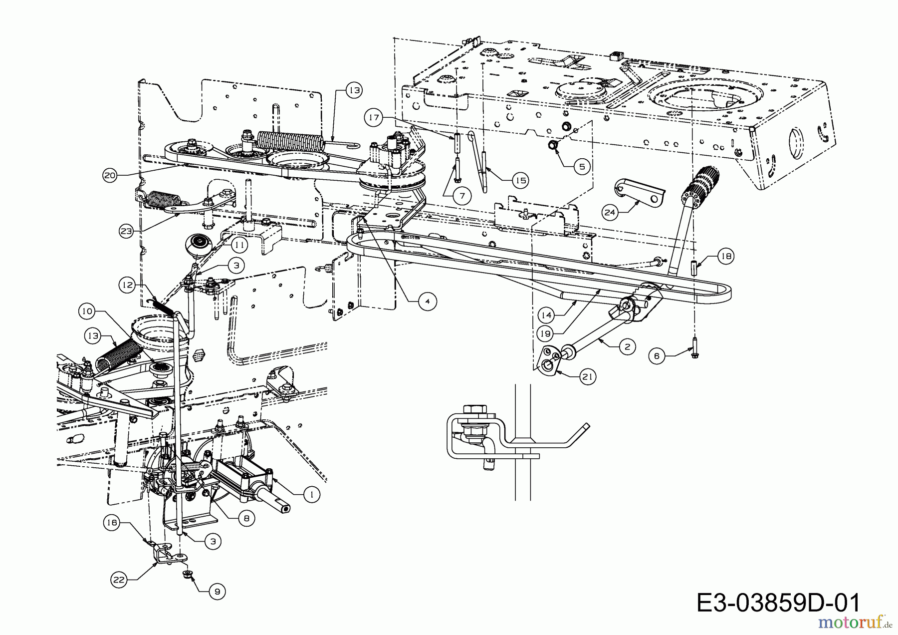  MTD Rasentraktoren LC 125 13AH773C600  (2012) Fahrantrieb, Pedal, Schalthebel