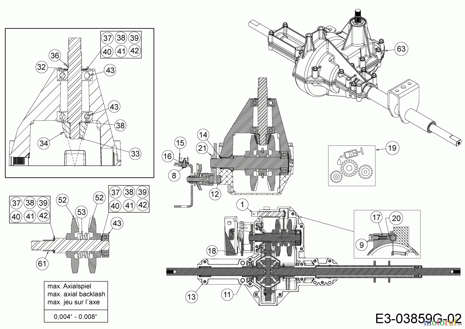  Cub Cadet Rasentraktoren LT1 OR105T 13I876DN603  (2017) Getriebe