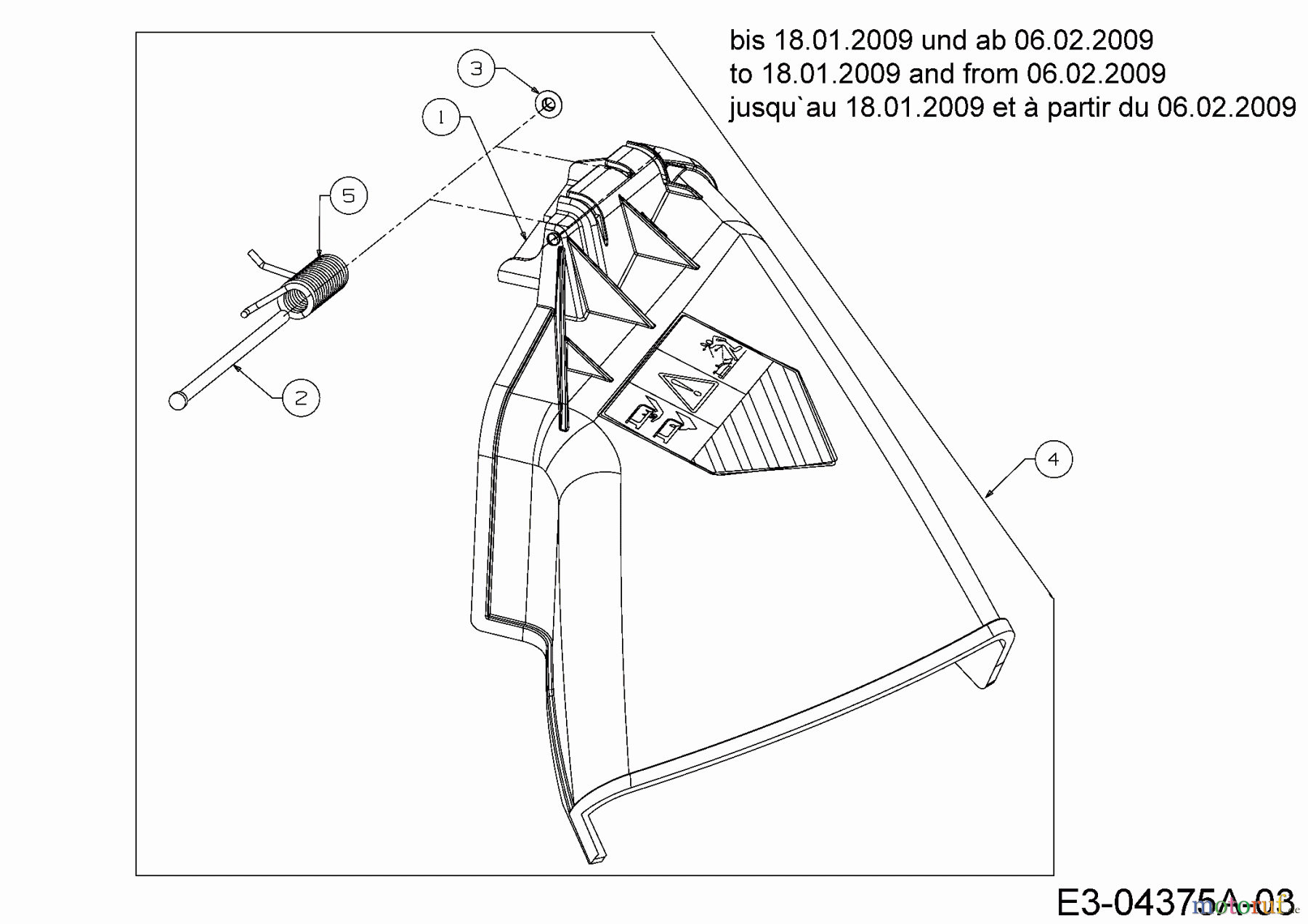  Bolens Rasentraktoren BL 175/107 T 13EN775G684  (2009) Deflektor bis 18.01.2009 und ab 06.02.2009