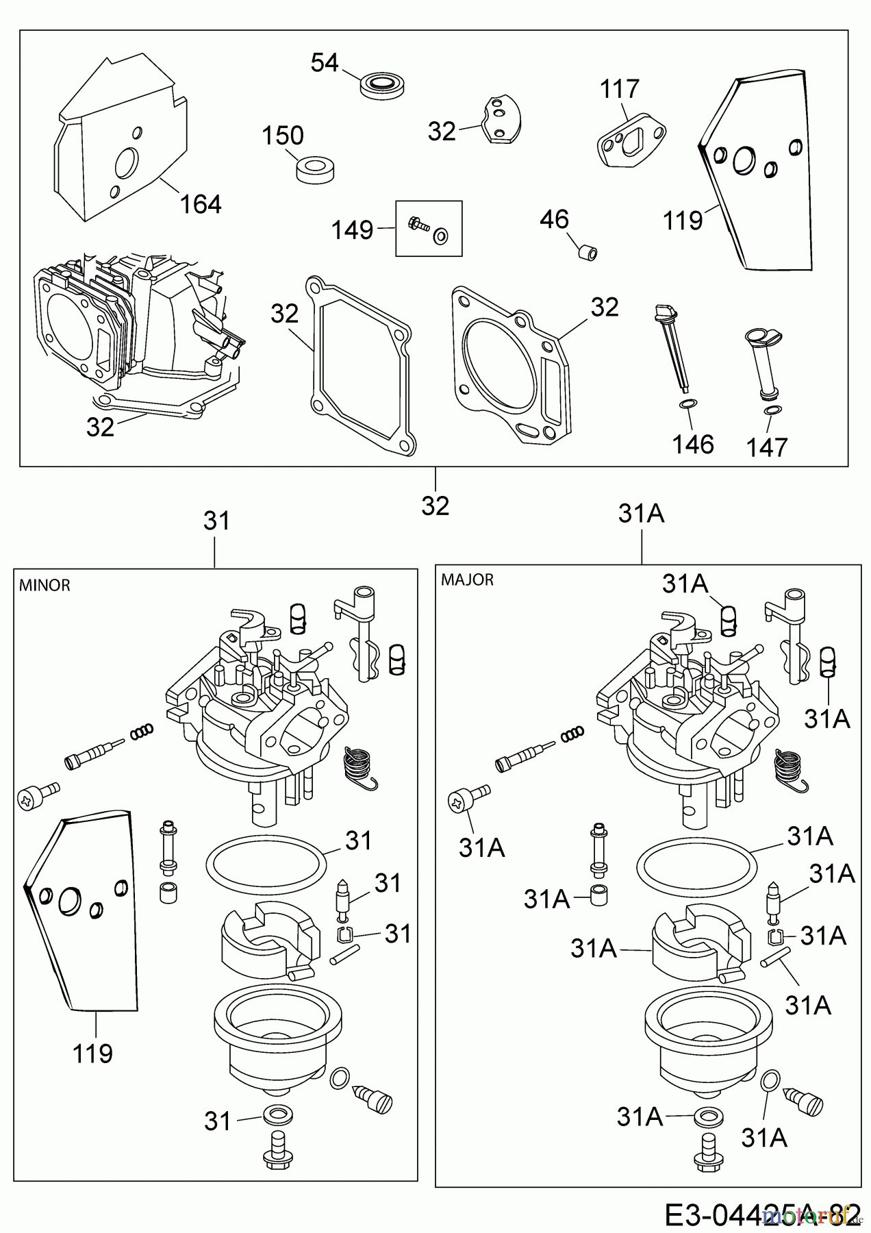  MTD-Motoren Vertikal 1P70FHA 752Z1P70FHA  (2007) Motordichtsatz, Reparaturkit Vergaser