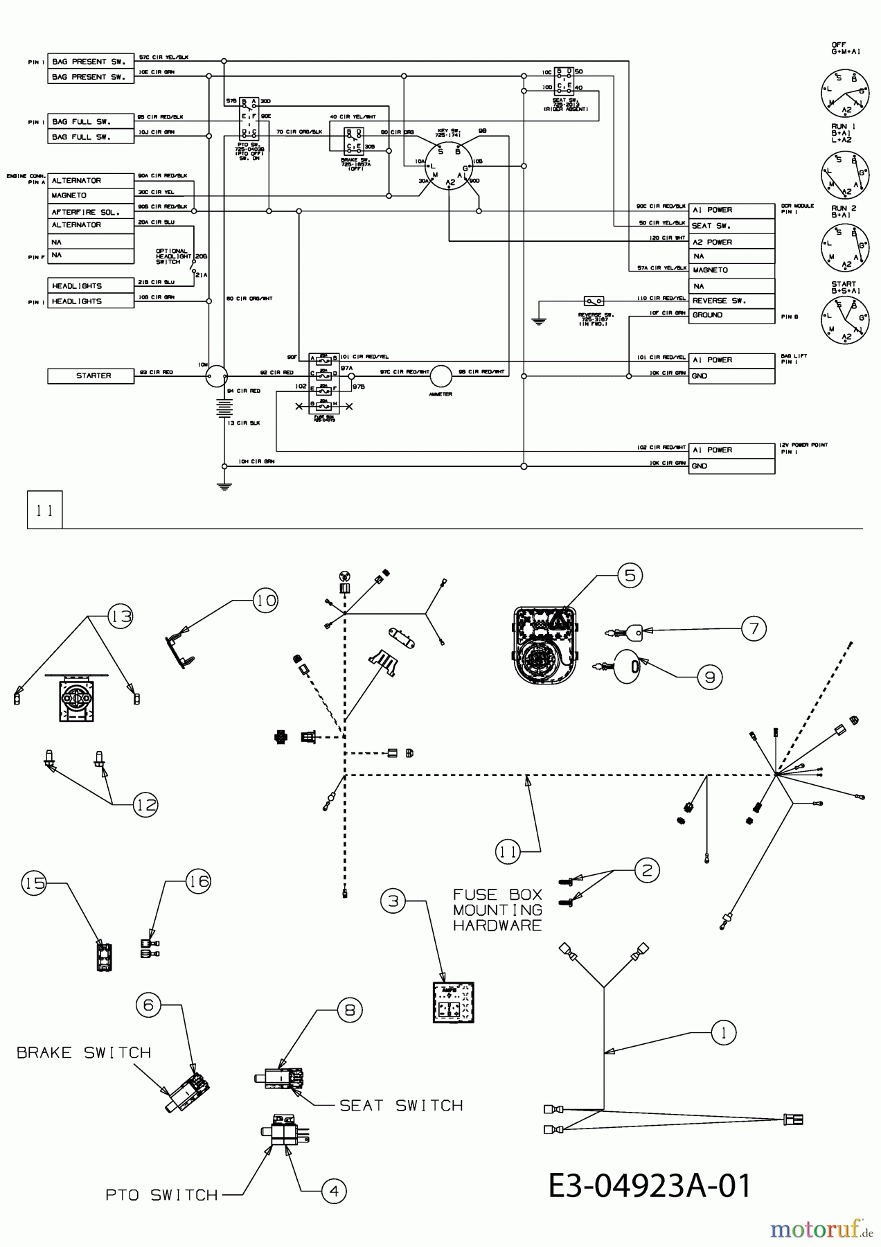  Massey Ferguson Rasentraktoren MF 36-22 RD 13CF51CE695  (2009) Elektroteile, Schaltplan