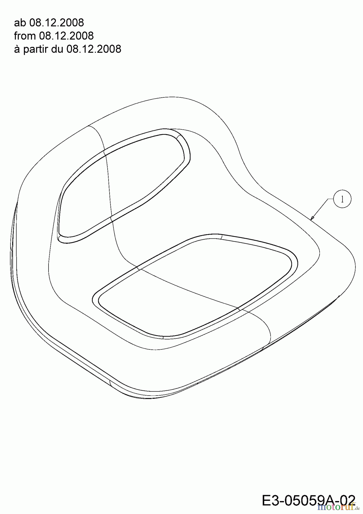 Oleo-Mac Rasentraktoren Tornado 95/11,5 T 13AH768F636 (2009) Sitz ab 08.12.2008