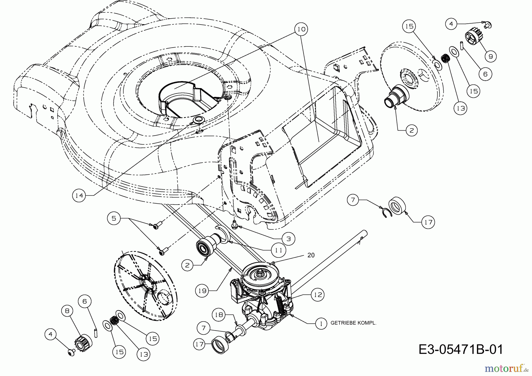  MTD Motormäher mit Antrieb DL 46 SP 12A-J7M8677  (2015) Getriebe