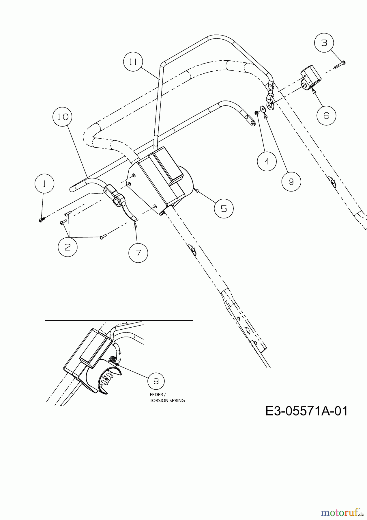  MTD Elektromäher mit Antrieb 48 ESPHW 18AR11L-664  (2012) Schaltbügel