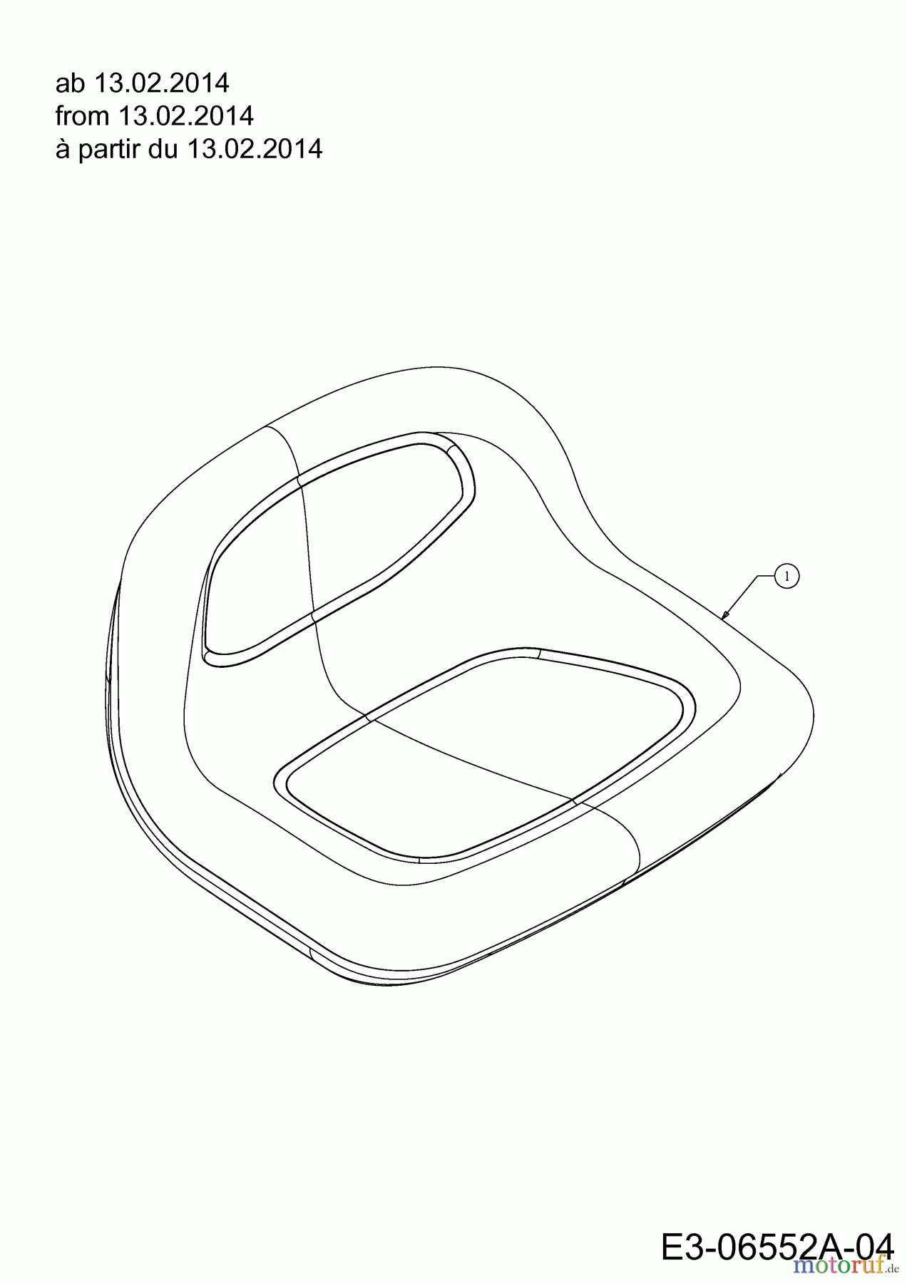 MTD Rasentraktoren DL 92 T 13H2765E676 (2014) Sitz ab 13.02.2014