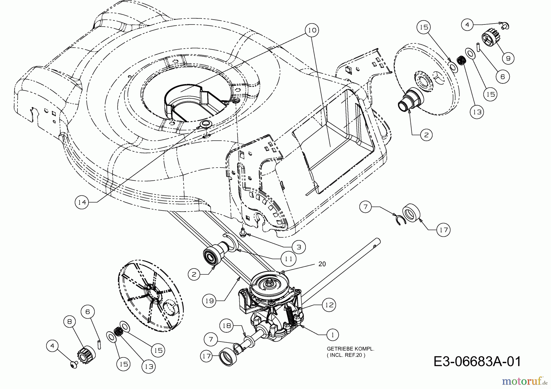  Sterwins Motormäher mit Antrieb 420 BTC 12A-I44M638  (2012) Getriebe