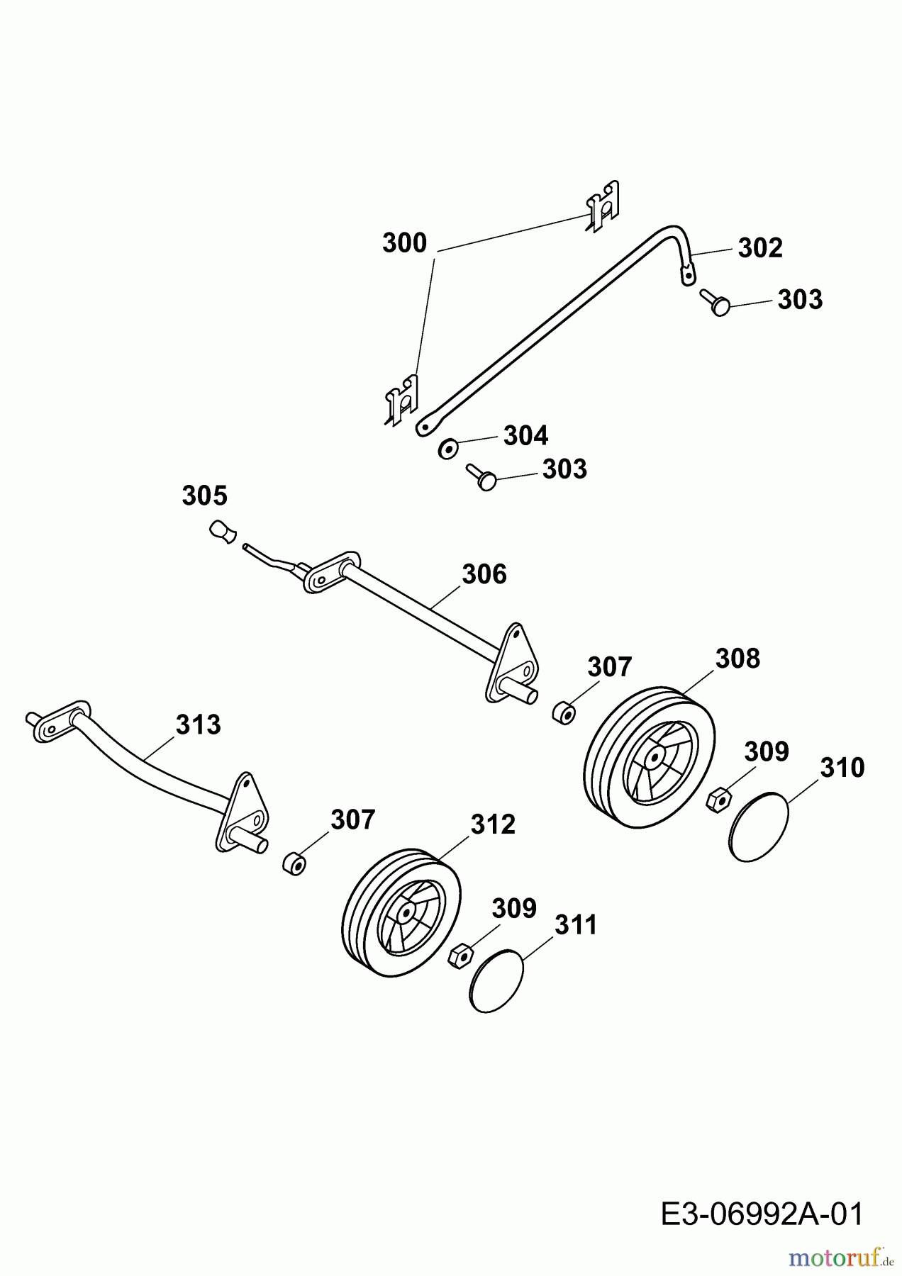  Wolf-Garten Motormäher Power Edition 48 QR 4233000  (2011) Achsen, Räder