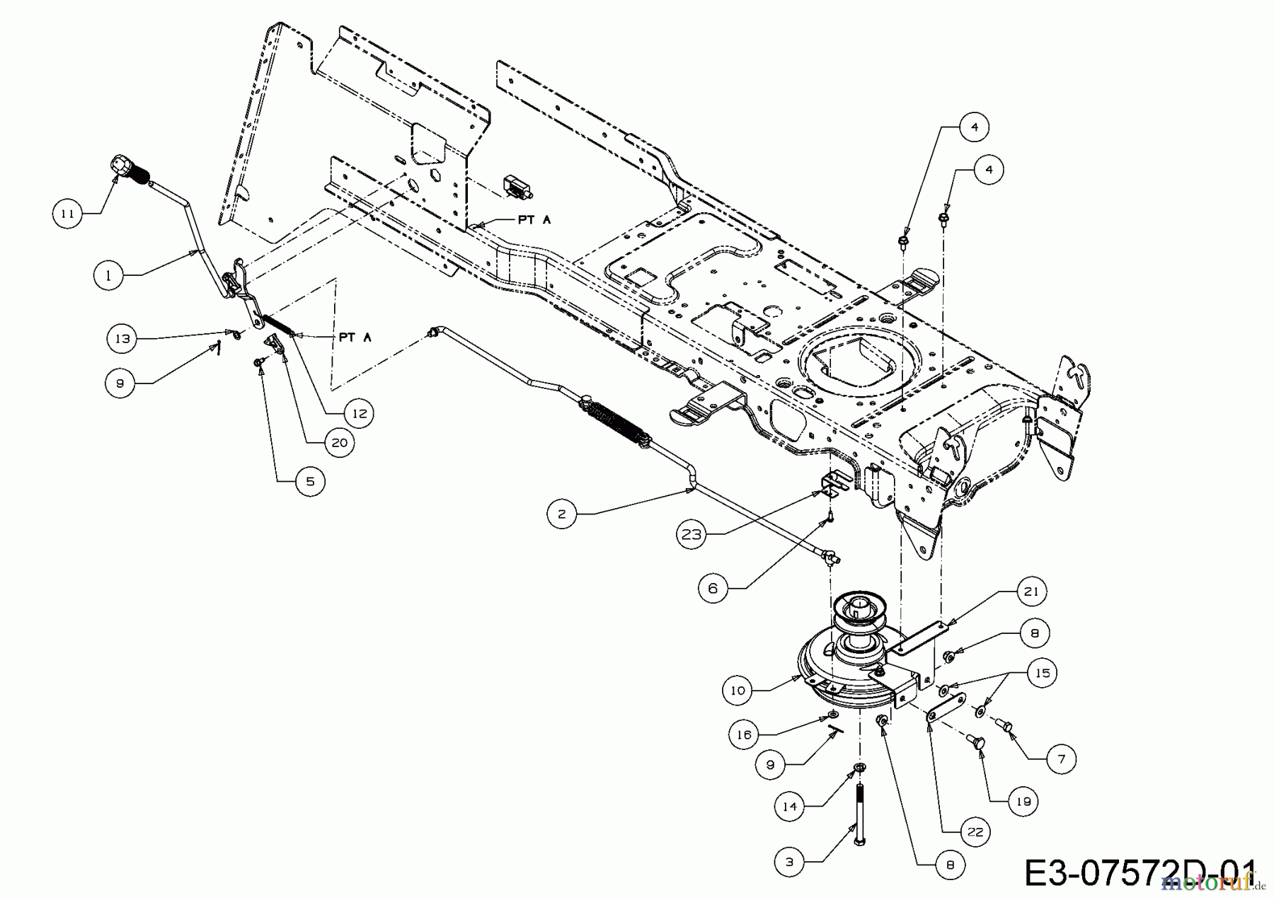  Massey Ferguson Rasentraktoren MF 36-16 ARD 13HD90GE395  (2016) Mähwerkseinschaltung, Motorkeilriemenscheibe
