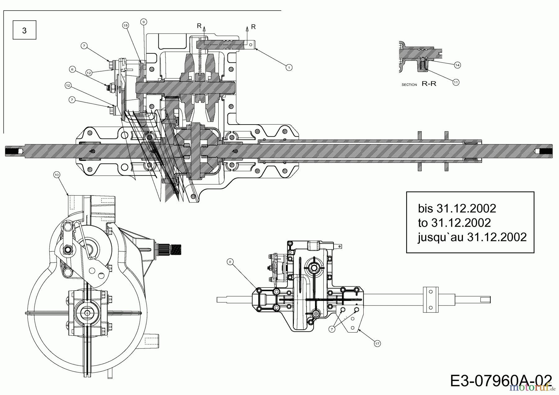  Gutbrod Rasentraktoren GLX 105 RAL 13AD506N690  (2002) Getriebe 618-0580 bis 31.12.2002