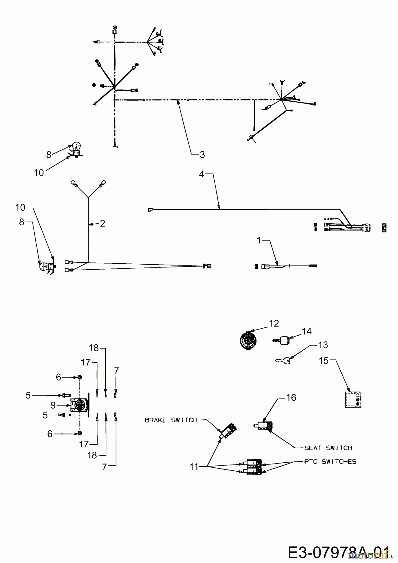  Lawnflite Rasentraktoren 908 13BQ509N611  (2003) Elektroteile