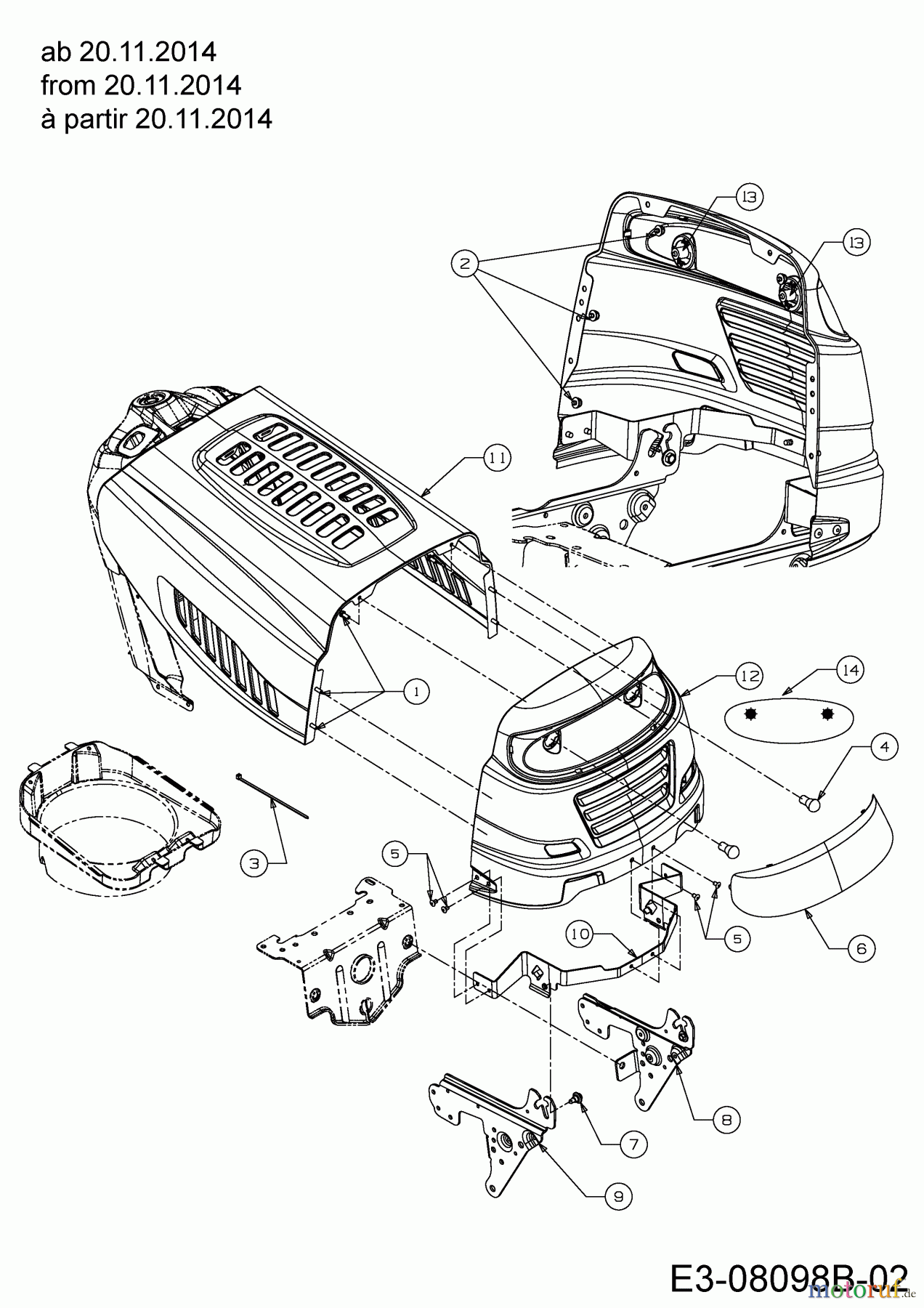  Guem Rasentraktoren GE 140 13H2765E607  (2015) Motorhaube 5-Style ab 20.11.2014