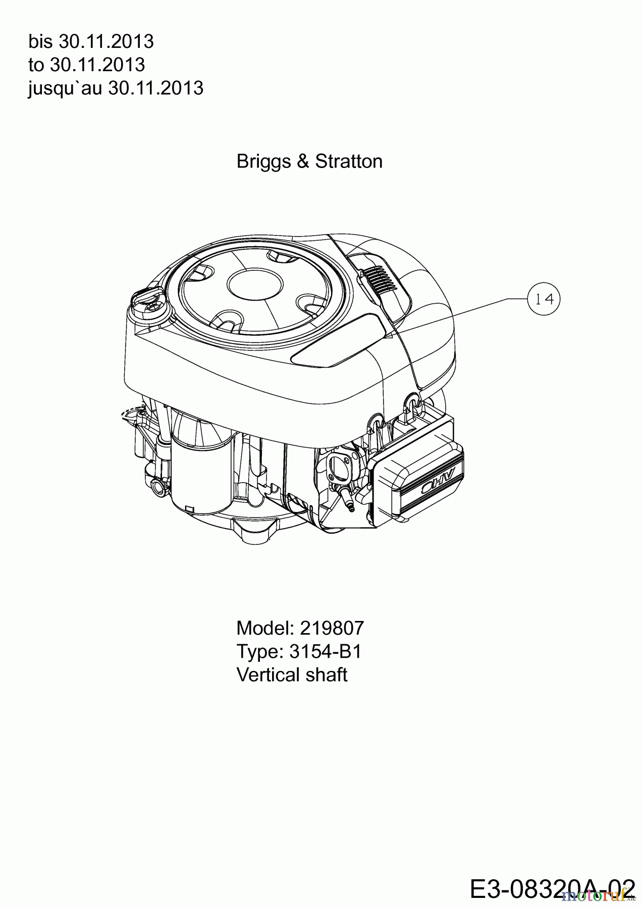 MTD Rasentraktoren Smart RF 125 H 13HH795F676  (2014) Motor Briggs & Stratton
