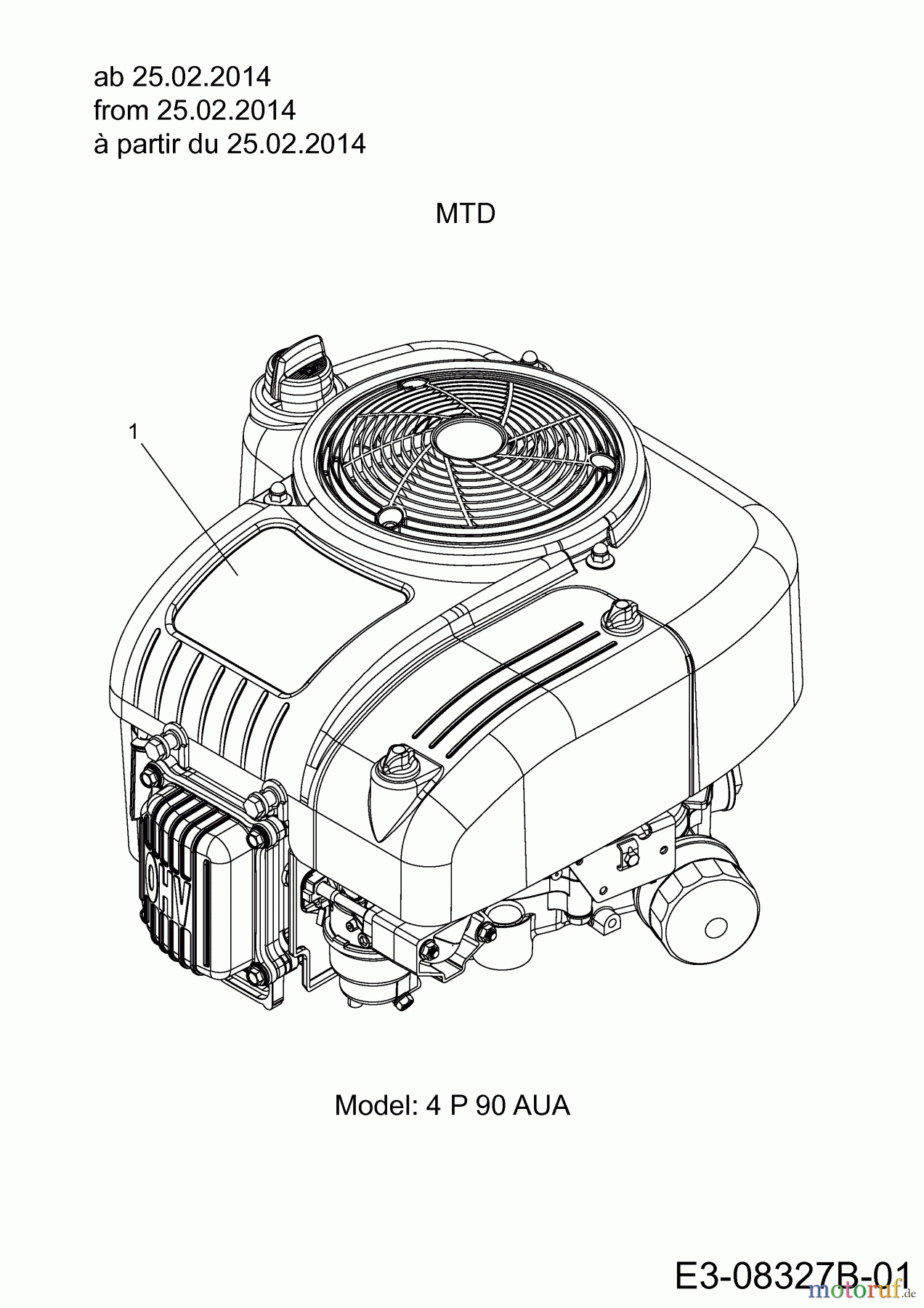  MTD Rasentraktoren DL 92 T 13H2765E676  (2014) Motor MTD ab 25.02.2014