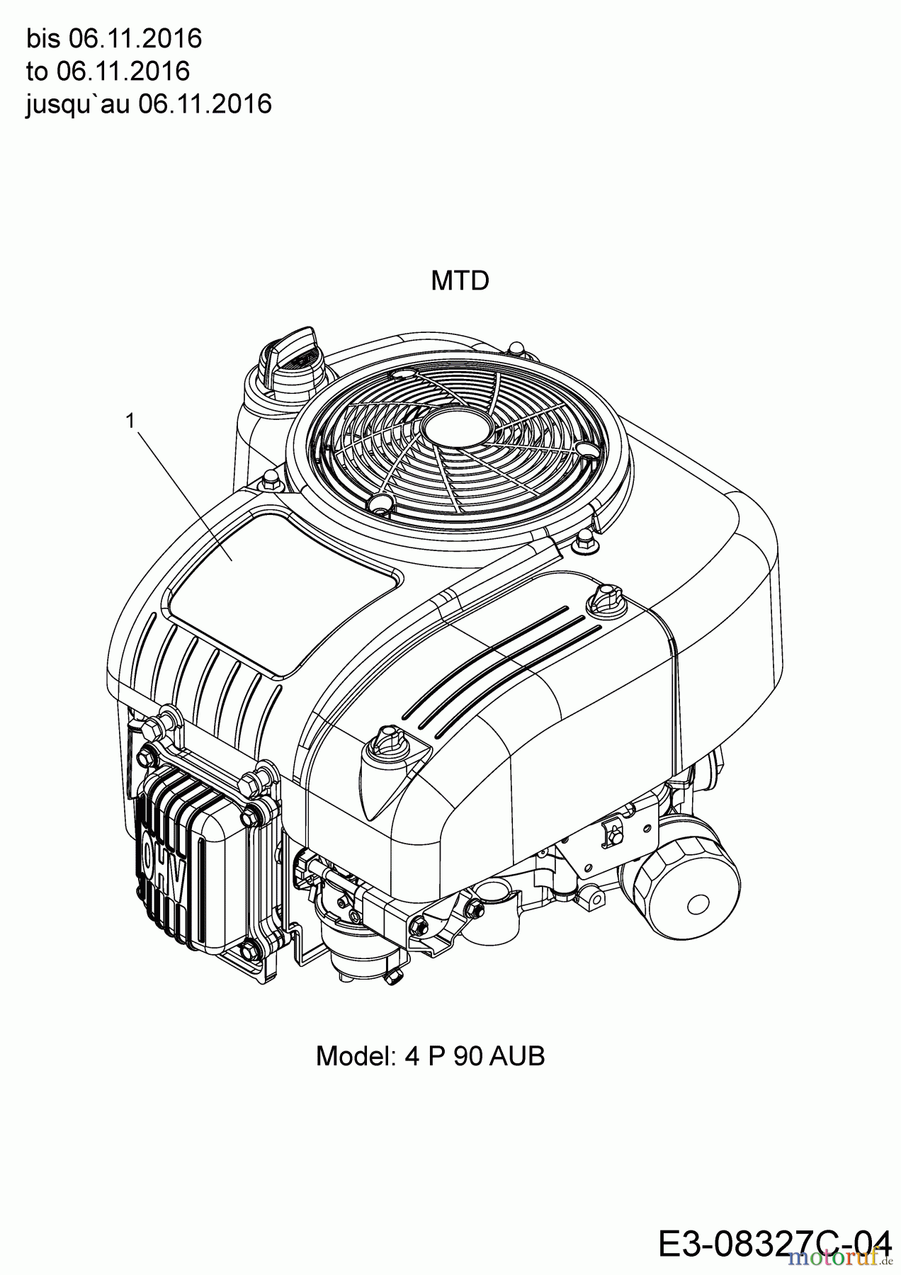 MTD Rasentraktoren DL 92 H 13H2715E677  (2017) Motor MTD bis 06.11.2016