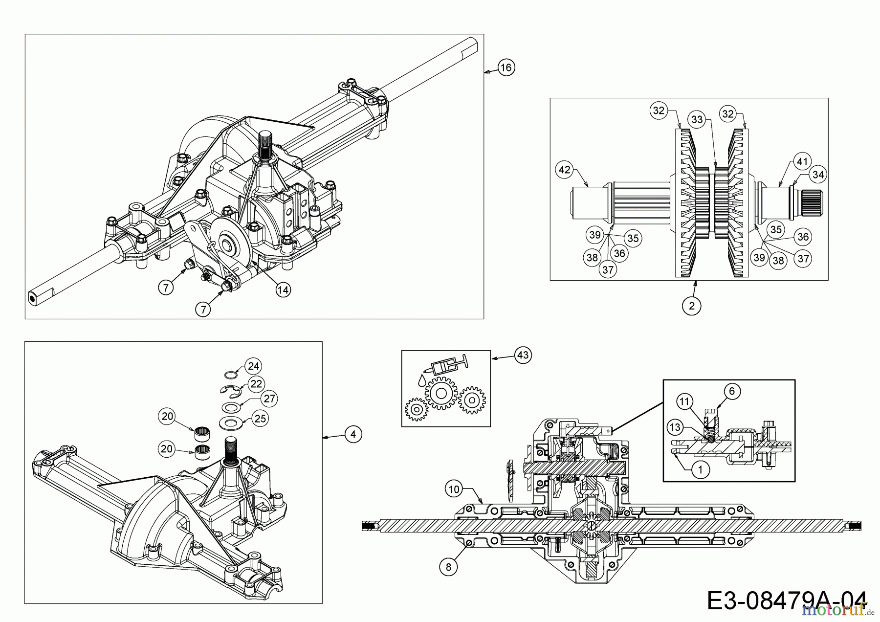  MTD Rasentraktoren 17/42 13AV765S306  (2015) Getriebe 618-04566A