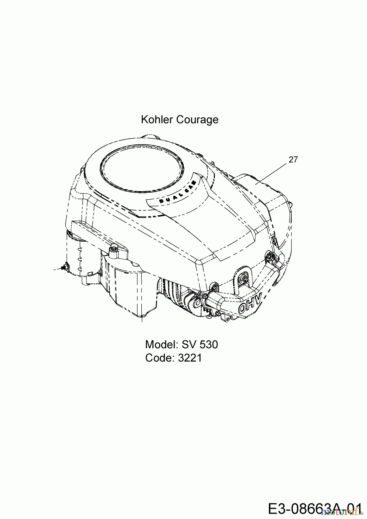 MTD Rasentraktoren 17/42 13AV765S306  (2015) Motor Kohler