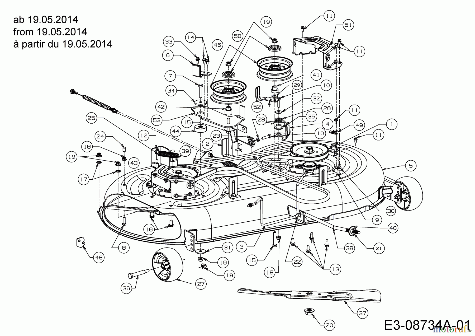  Troy-Bilt Rasentraktoren Bronco 42 13WX78KS066  (2014) Mähwerk S (42