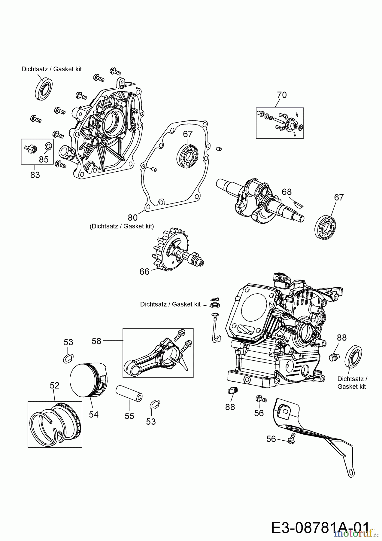  MTD-Motoren Horizontal 170-DH 752Z170-DH  (2014) Kolben, Nockenwelle, Pleuel, Regler