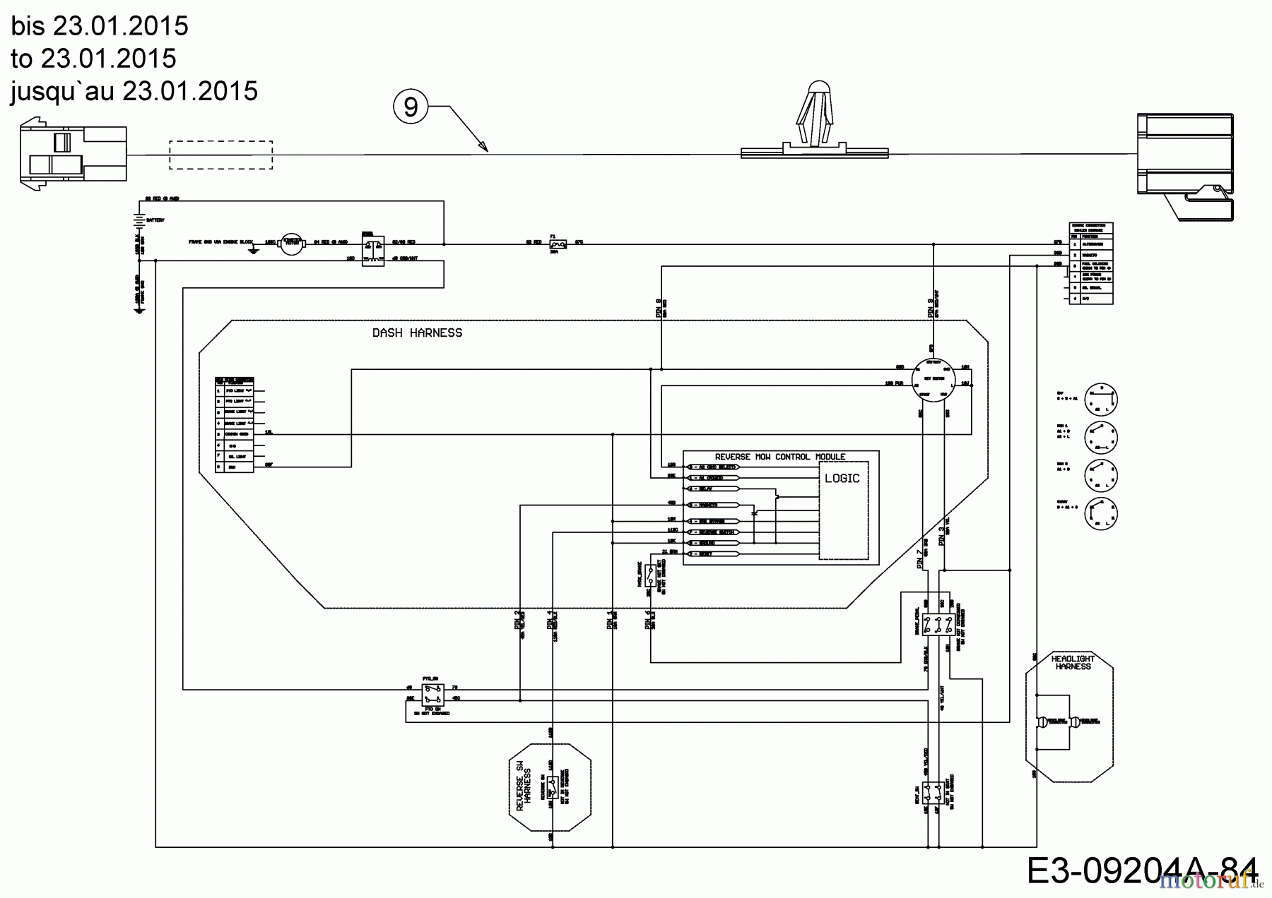  Troy-Bilt Rasentraktoren TB 2042 13APA1KS309  (2015) Schaltplan Rückwärtsgang bis 23.01.2015
