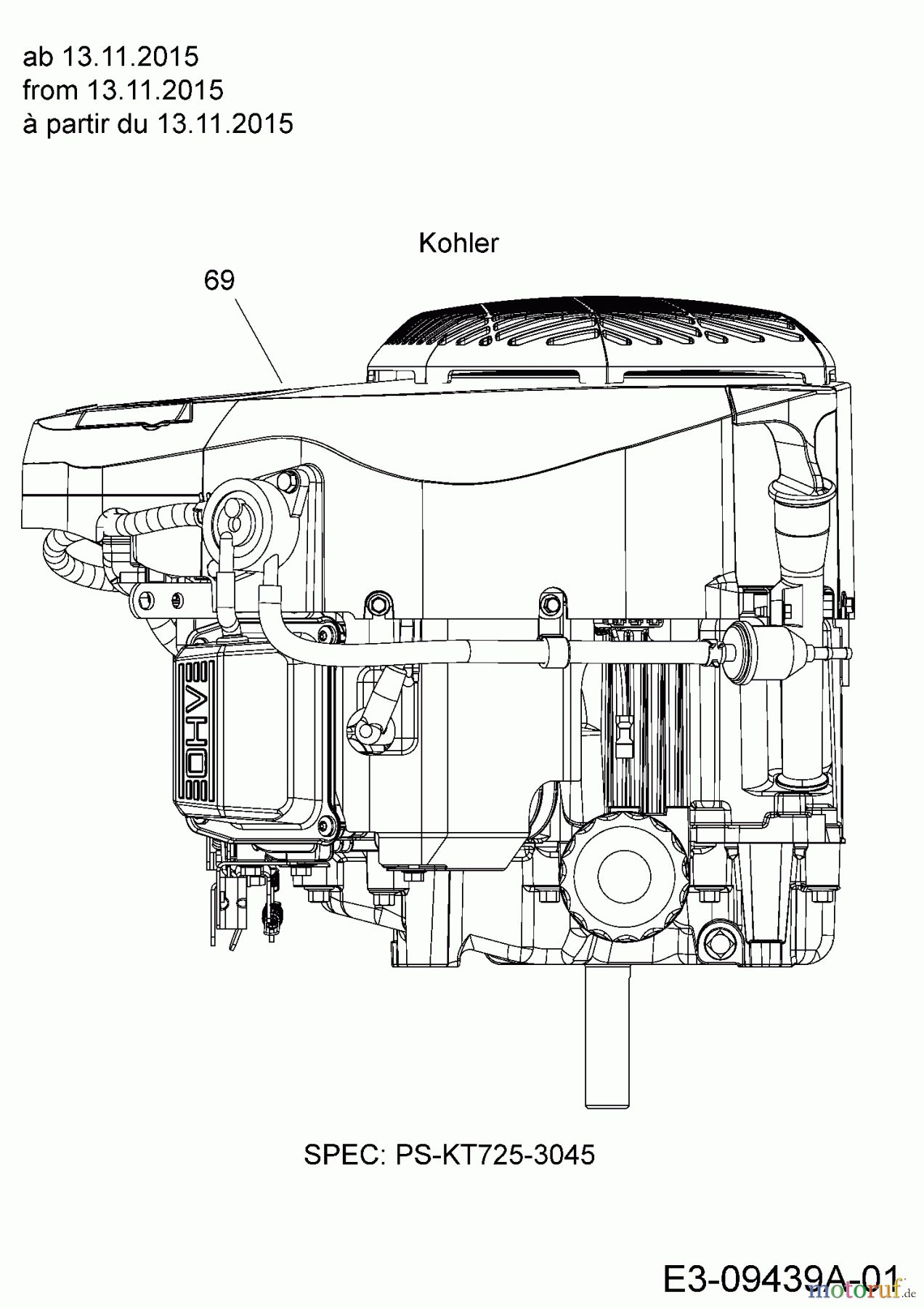  Cub Cadet Rasentraktoren CC 1022 KHT 13HP93AT603  (2016) Motor Kohler ab 13.11.2015