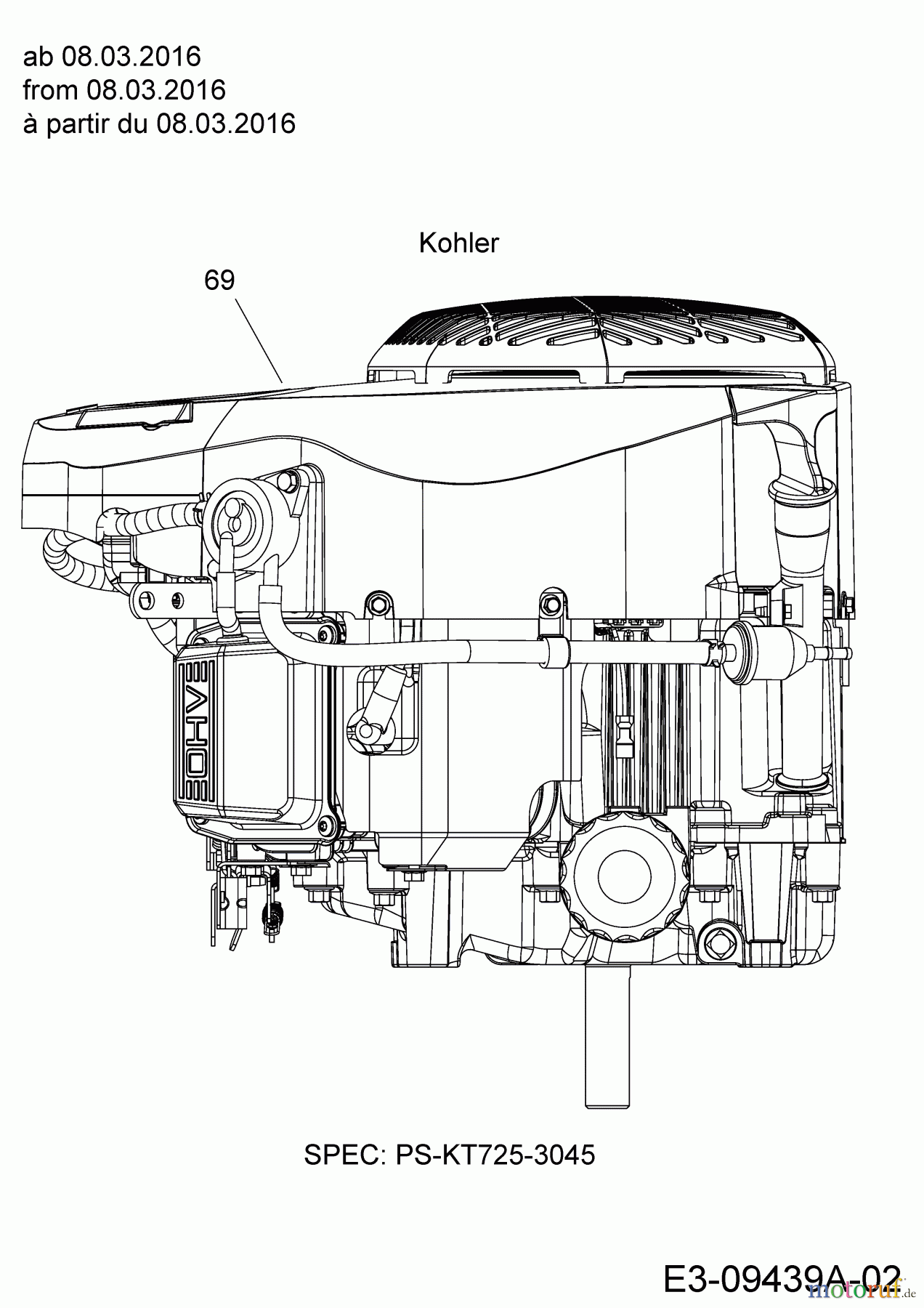 Massey Ferguson Rasentraktoren MF 46-22 SH 13HP93GT695  (2016) Motor Kohler ab 08.03.2016