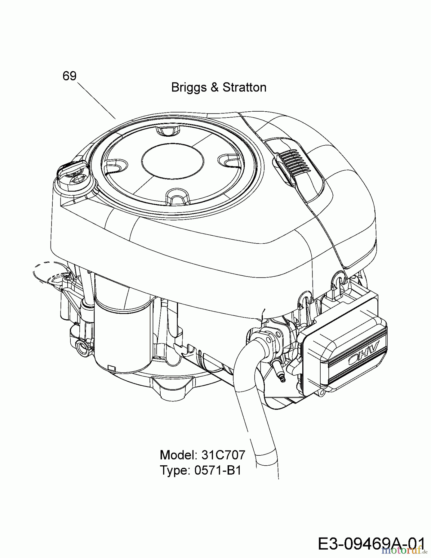  Hagro Rasentraktoren RS 175/107 13AN778G607  (2009) Motor B&S