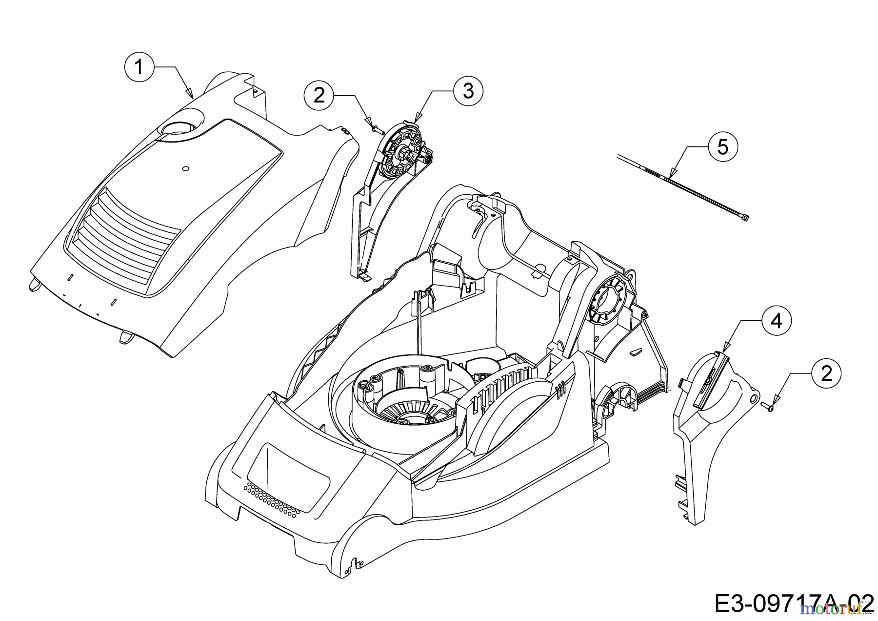  WOLF-Garten Expert Elektromäher mit Antrieb Expert 40 EA 18BRH1K-650  (2014) Abdeckung seitlich, Motorhaube