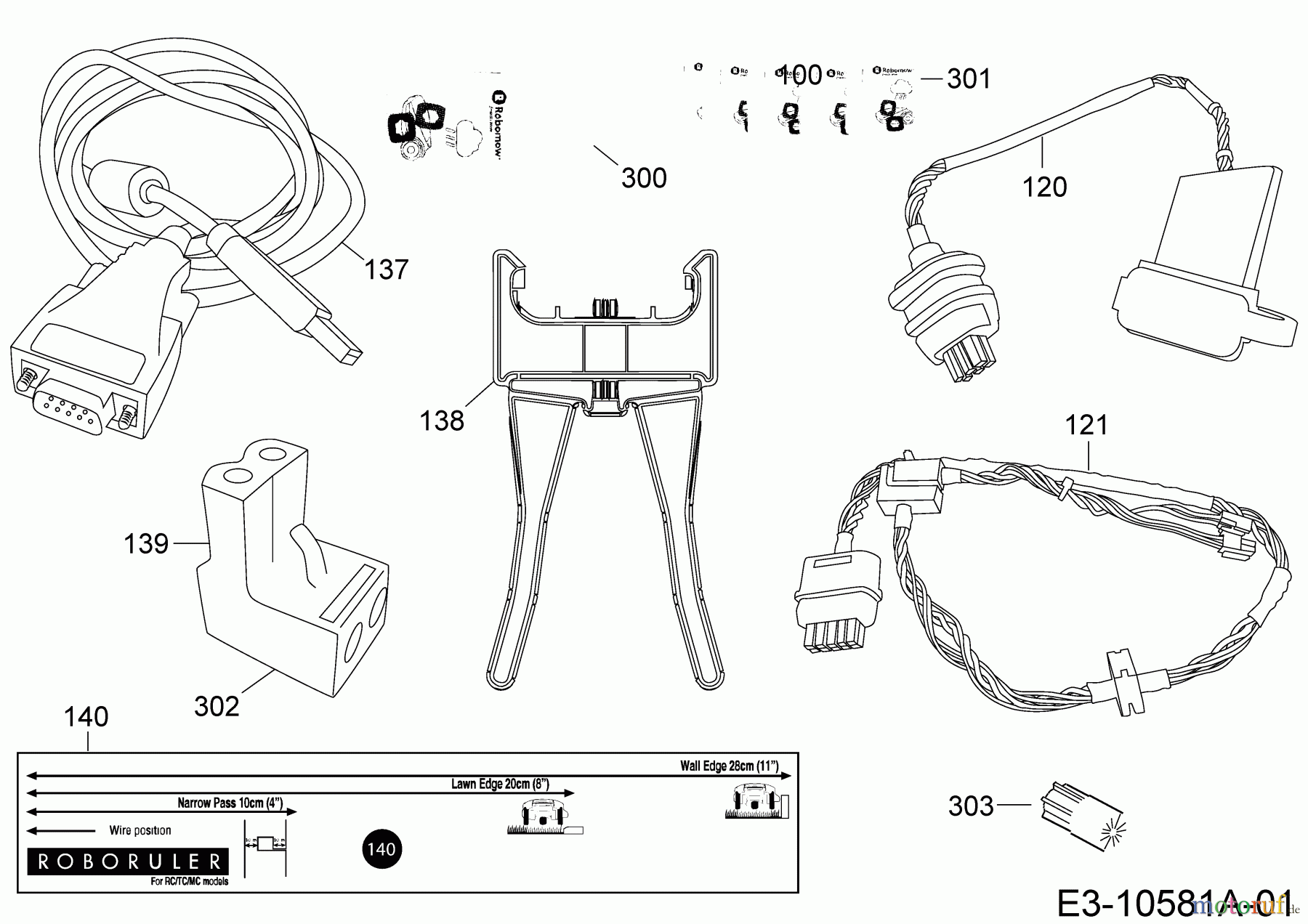  Robomow Mähroboter RC304 (White) PRD7004AW  (2014) Kabel, Kabelanschluß, Regensensor, Werkzeug