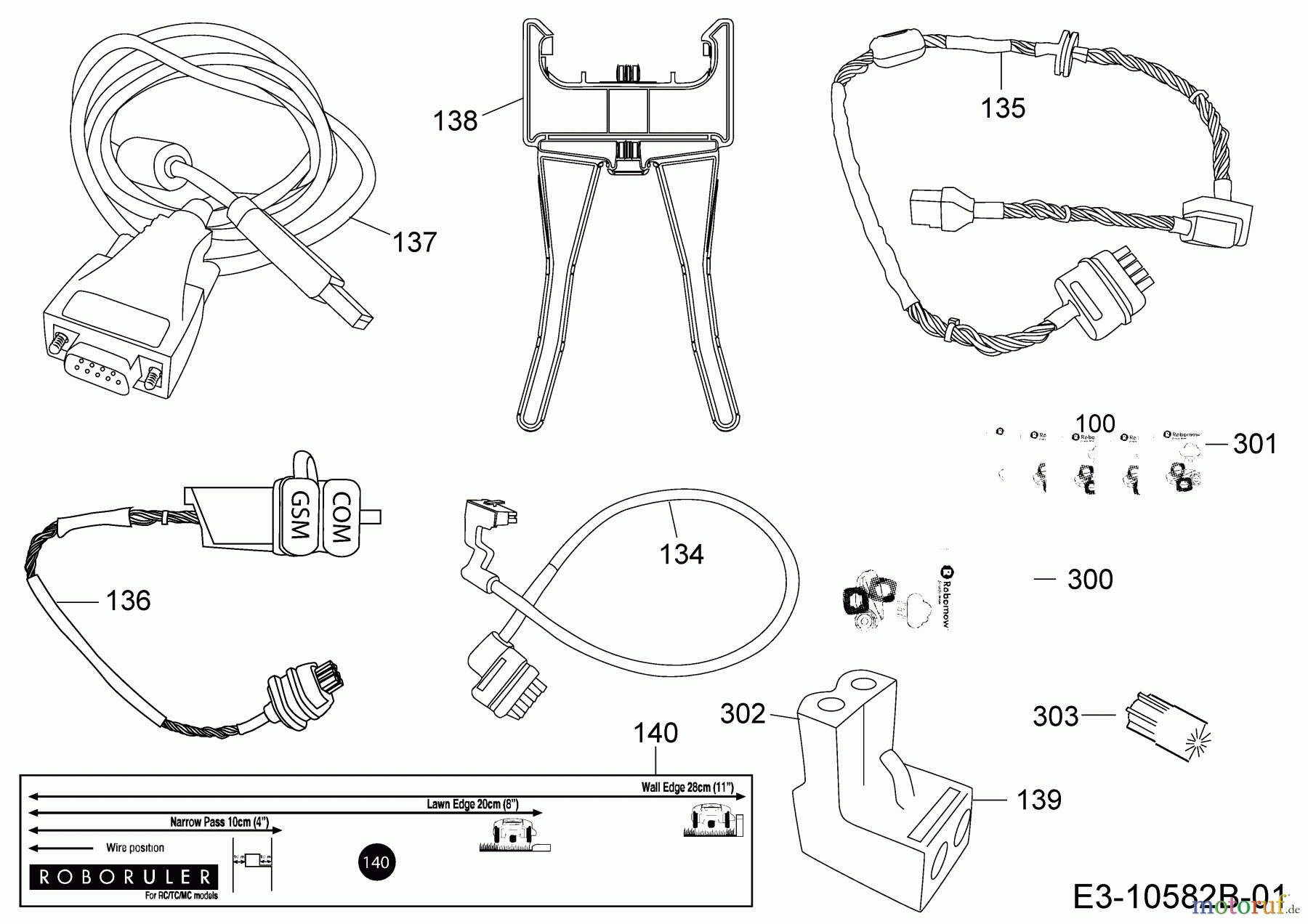  Robomow Mähroboter RC312 (White) PRD7012BW  (2016) Kabel, Kabelanschluß, Regensensor, Werkzeug