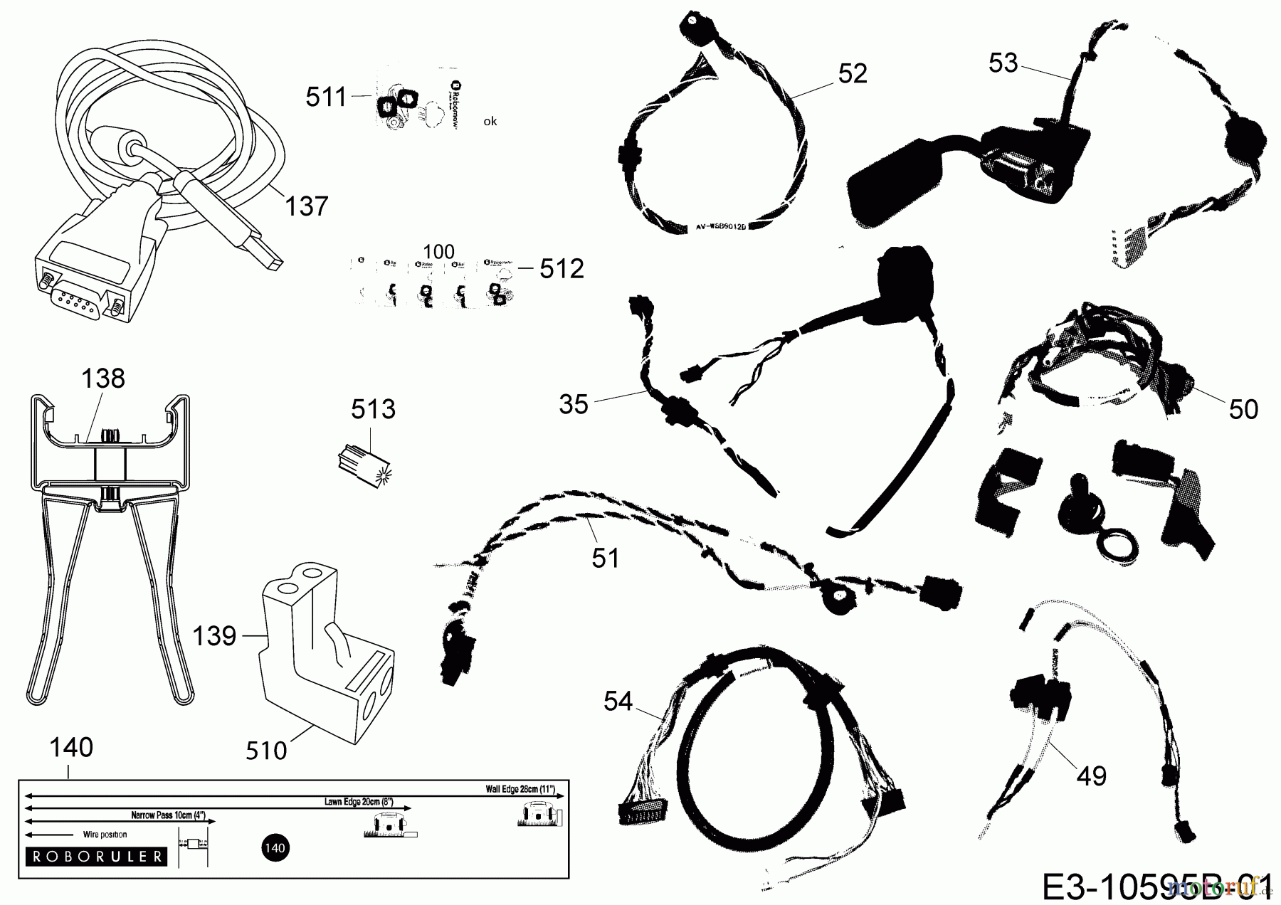  Robomow Mähroboter MS 1800 (White) PRD6200YW1  (2014) Kabel, Kabelanschluß, Regensensor, Werkzeug
