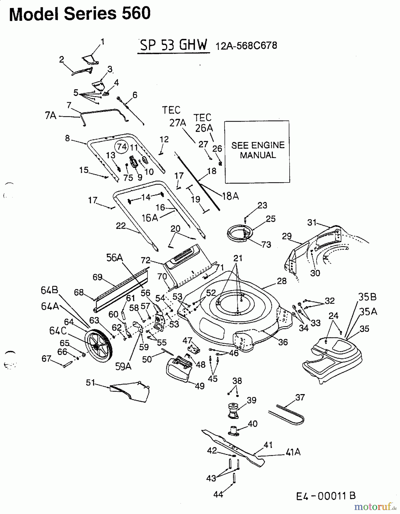  MTD Motormäher mit Antrieb SP 53 GHW 12A-568C678  (2002) Grundgerät