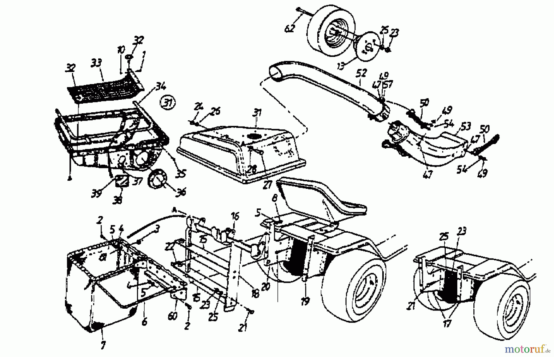  MTD Accèssoires Accèssoires tracteur de jardin et de pelouse Dispositif de réception de l'herbe pour série 400 190-064-678  (1996) Machine de base