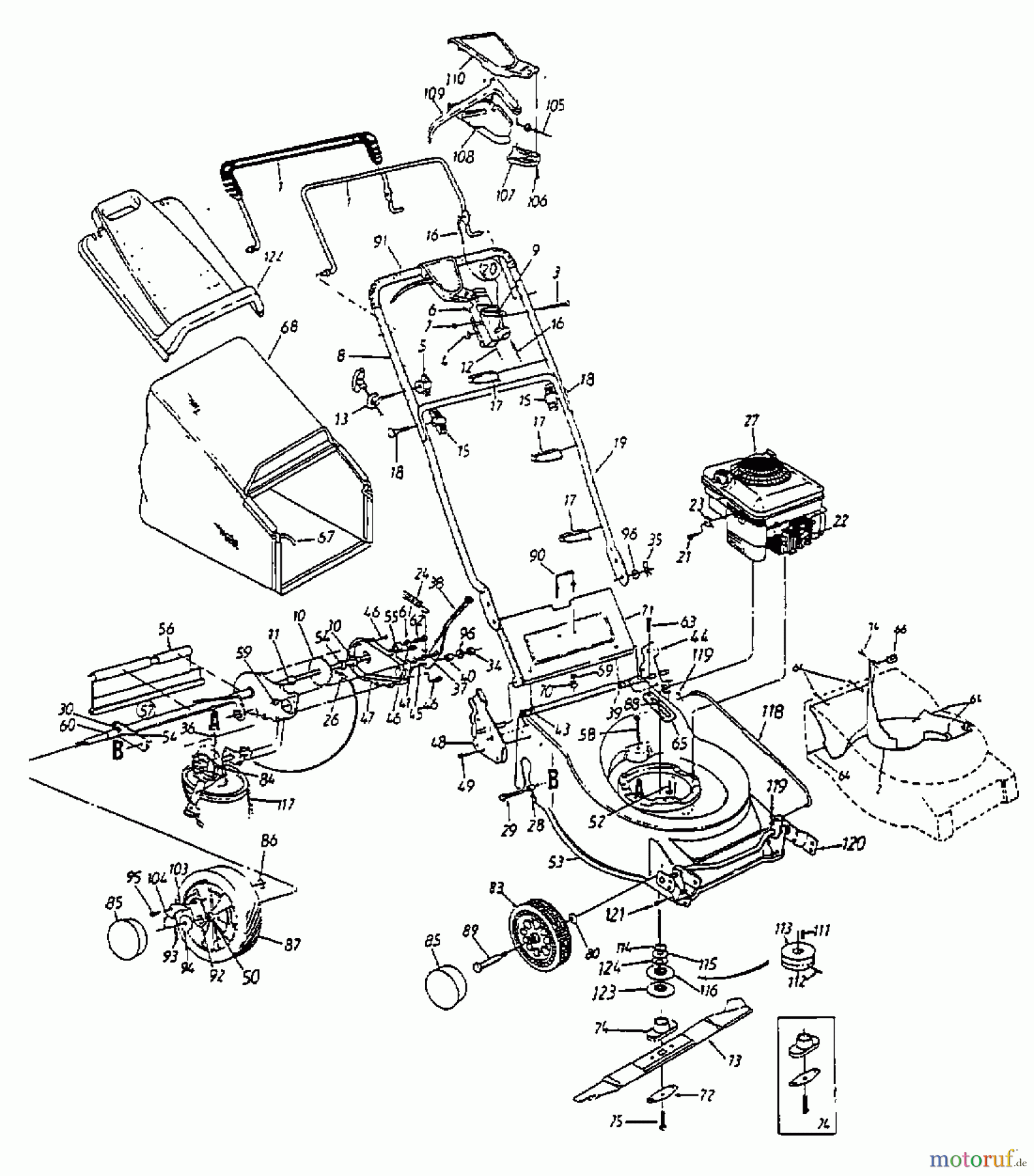  Lawnflite Motormäher mit Antrieb 384 SP 12B-698C611  (1999) Grundgerät