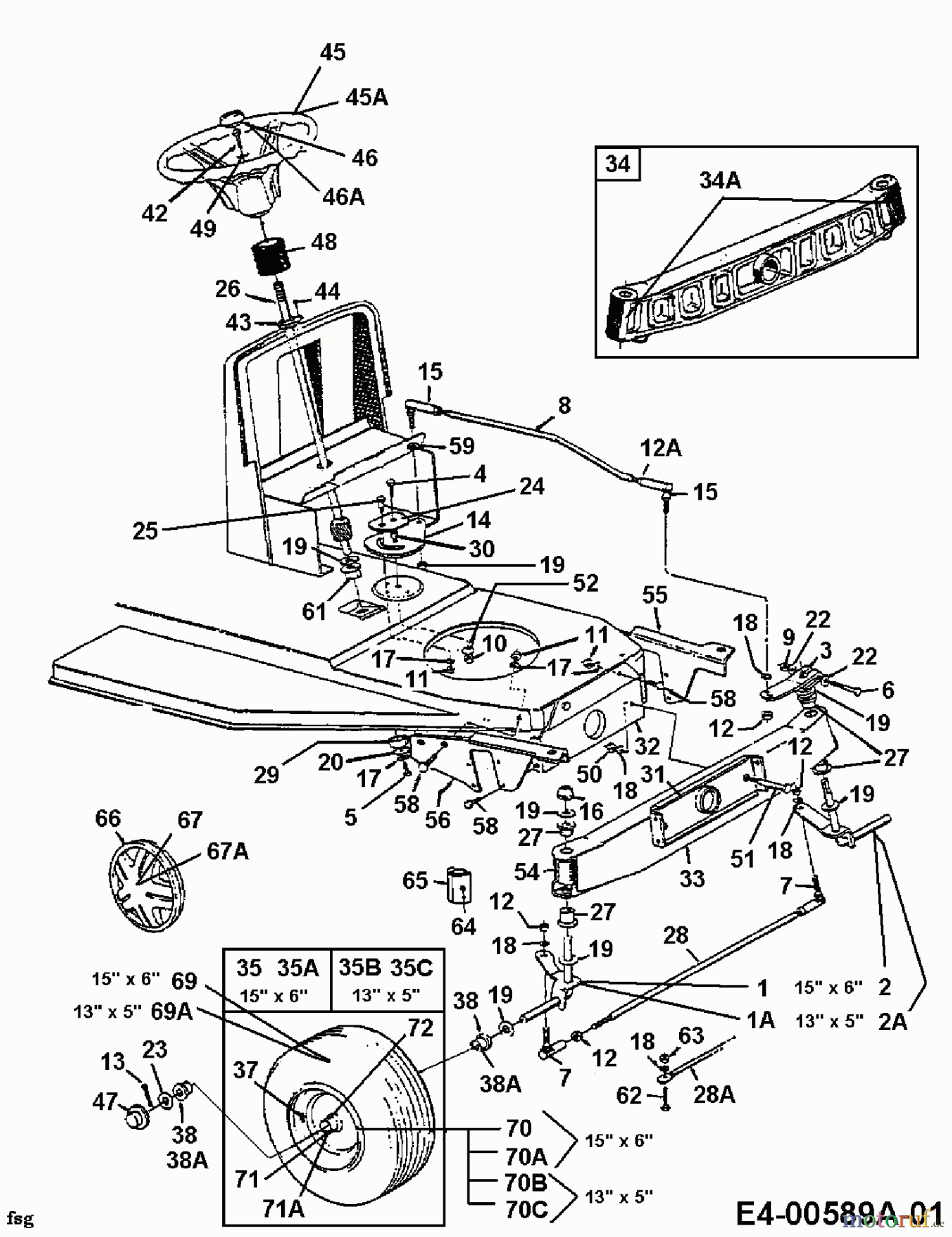  Bricolage Rasentraktoren MBT 125/76 13BL472A615  (1998) Vorderachse