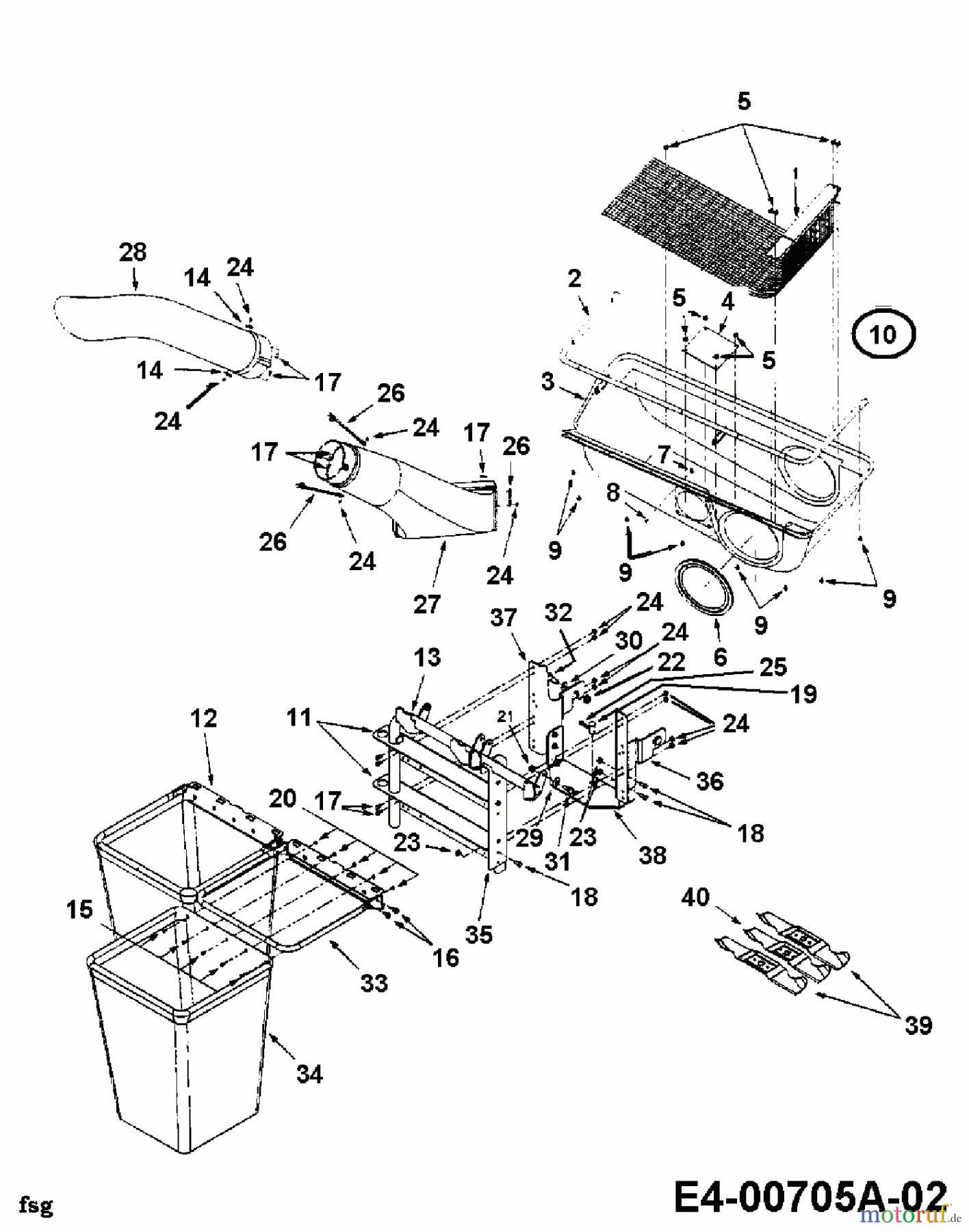  MTD Zubehör Zubehör Garten- und Rasentraktoren Grasfangvorrichtung für 600 Serie (RT-99) mit Mähwerk H (46
