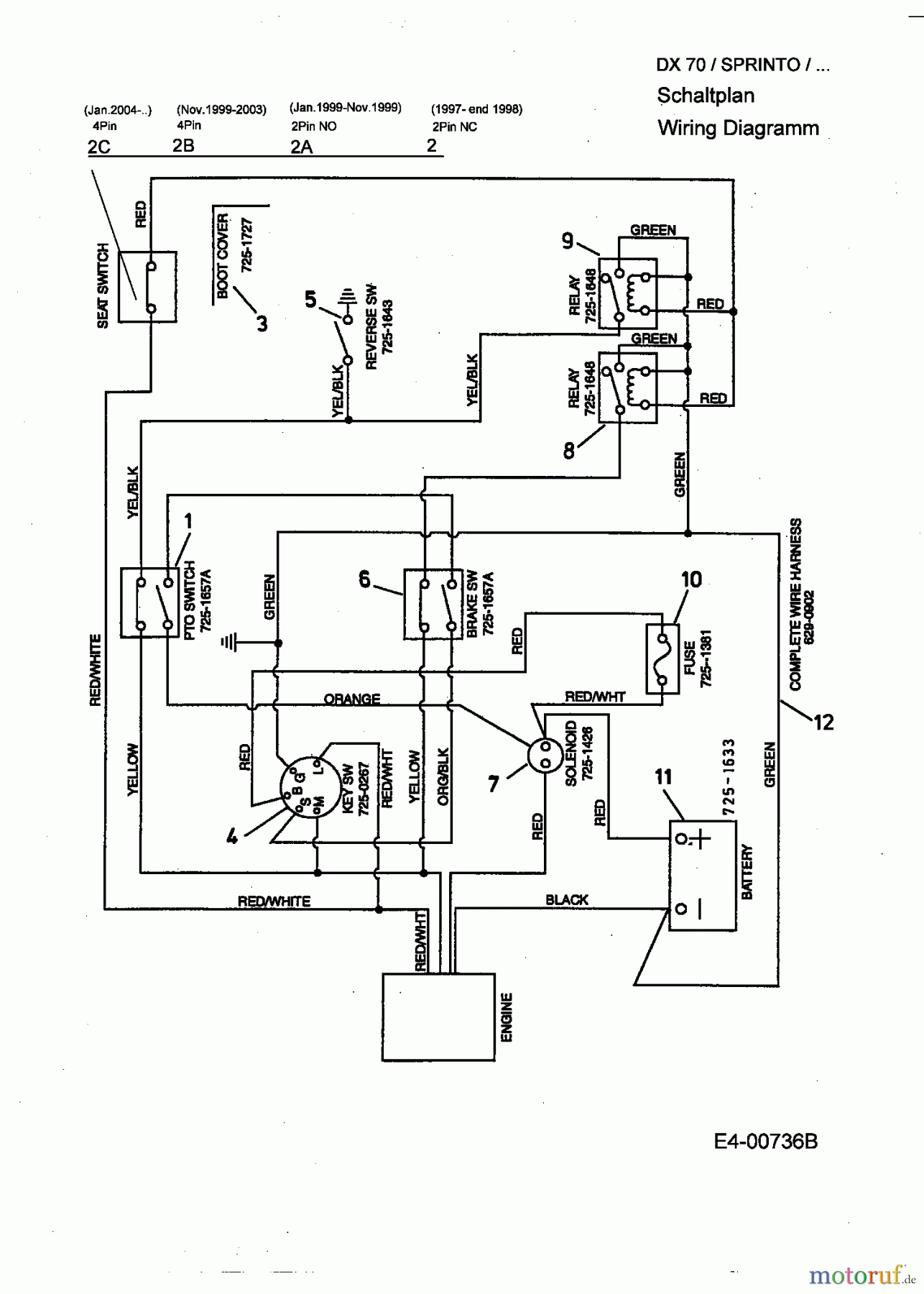  MTD Rasentraktoren Sprinto 13A-320-678  (1998) Schaltplan