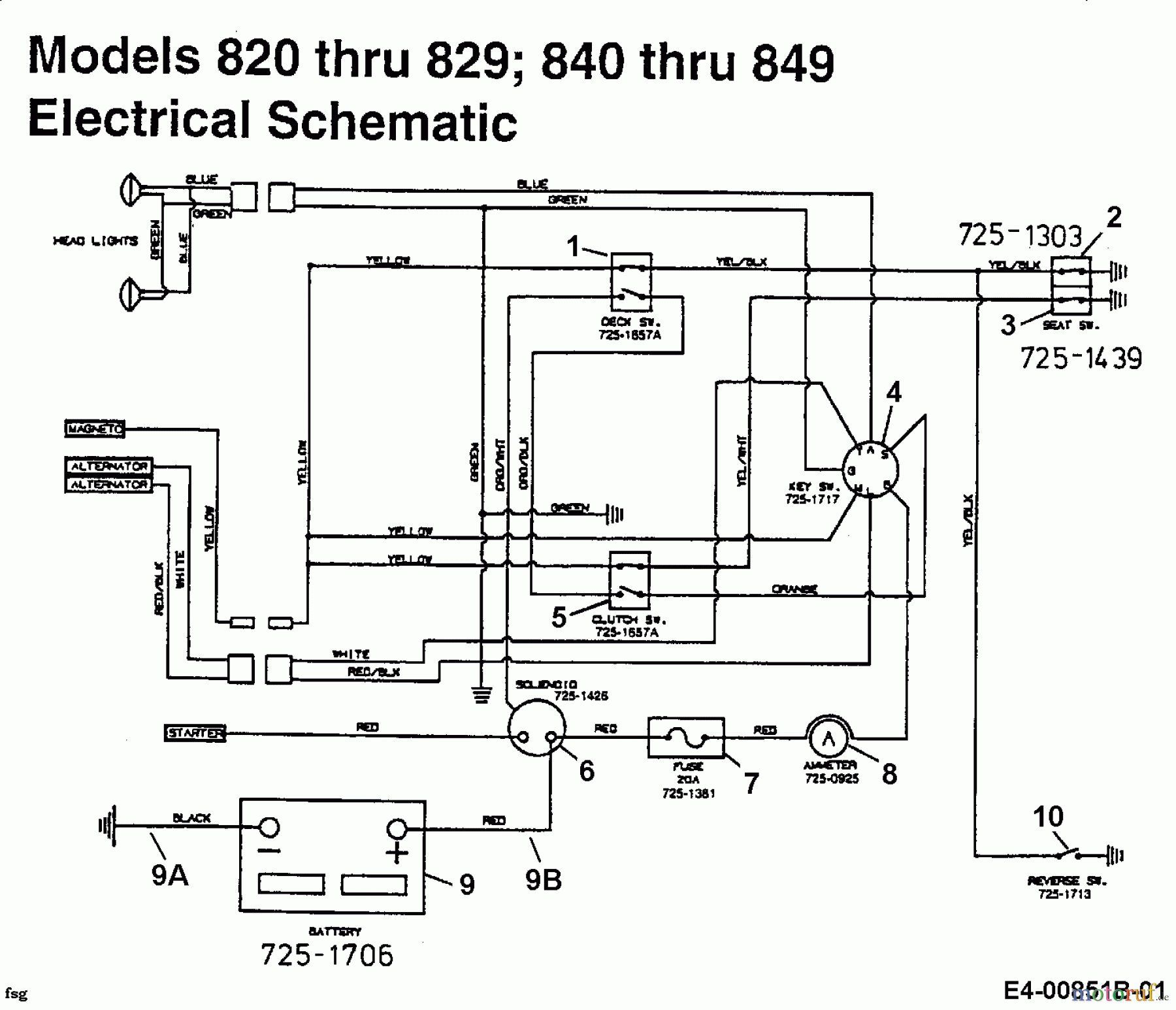 MTD Gartentraktoren G 200 14AI848H678  (2002) Schaltplan