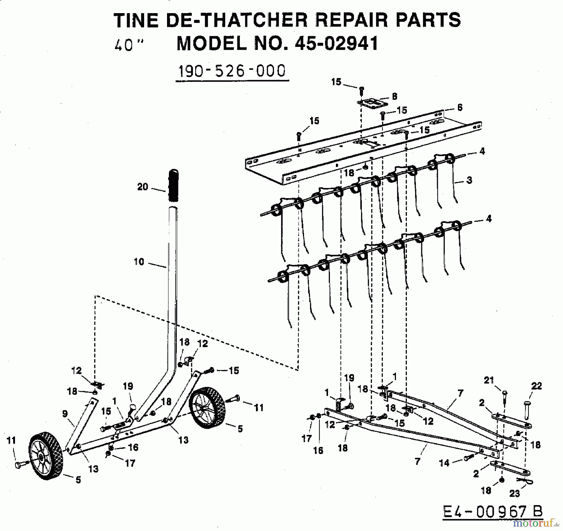  MTD Zubehör Zubehör Garten- und Rasentraktoren Rasenlüfter 45-02941  (190-526-000) 190-526-000  (2008) Grundgerät