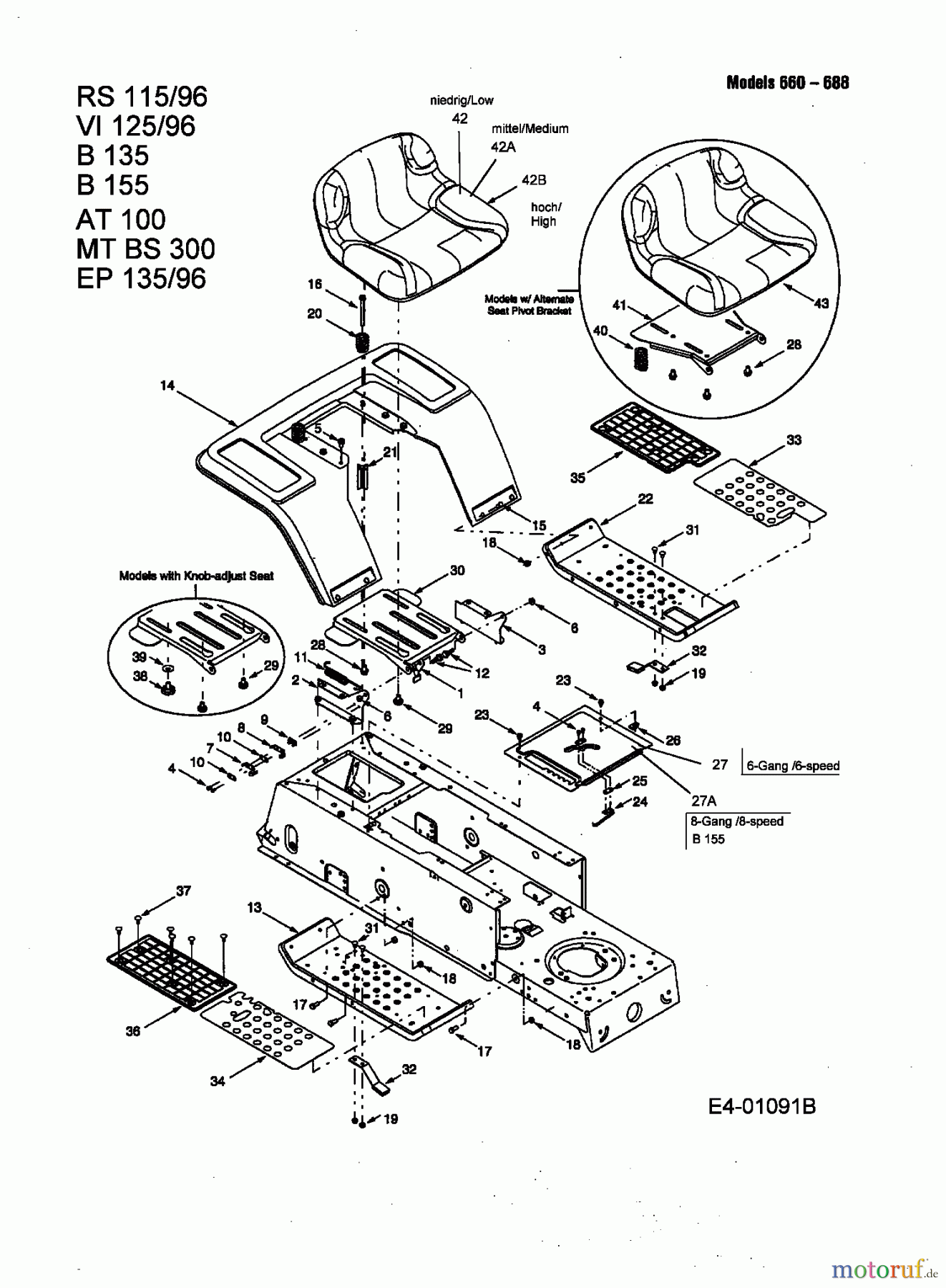  MTD Rasentraktoren B 135 13BA668F678  (2005) Sitz