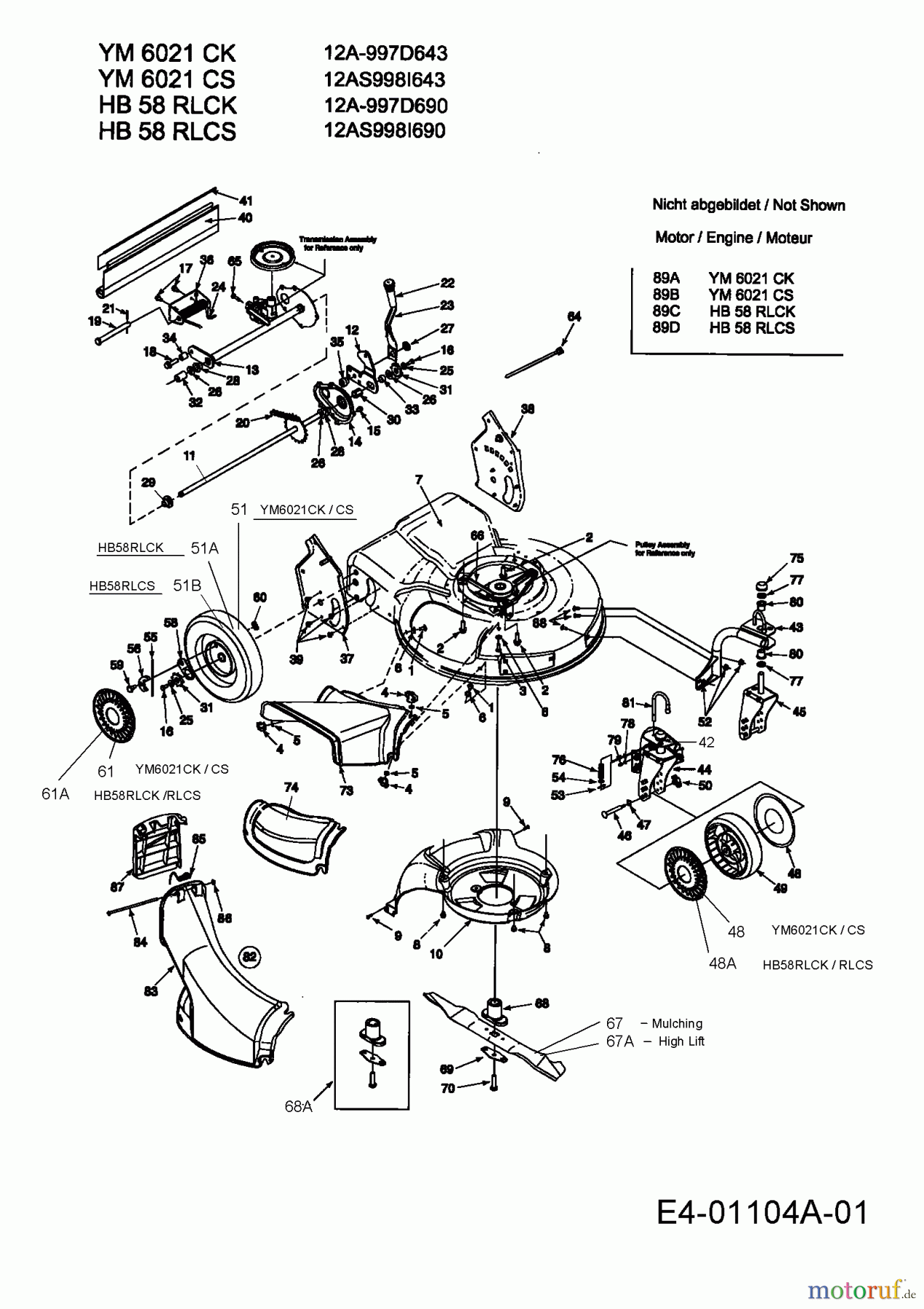  Yard-Man Motormäher mit Antrieb YM 6021 CS 12AS998I643  (2003) Grundgerät