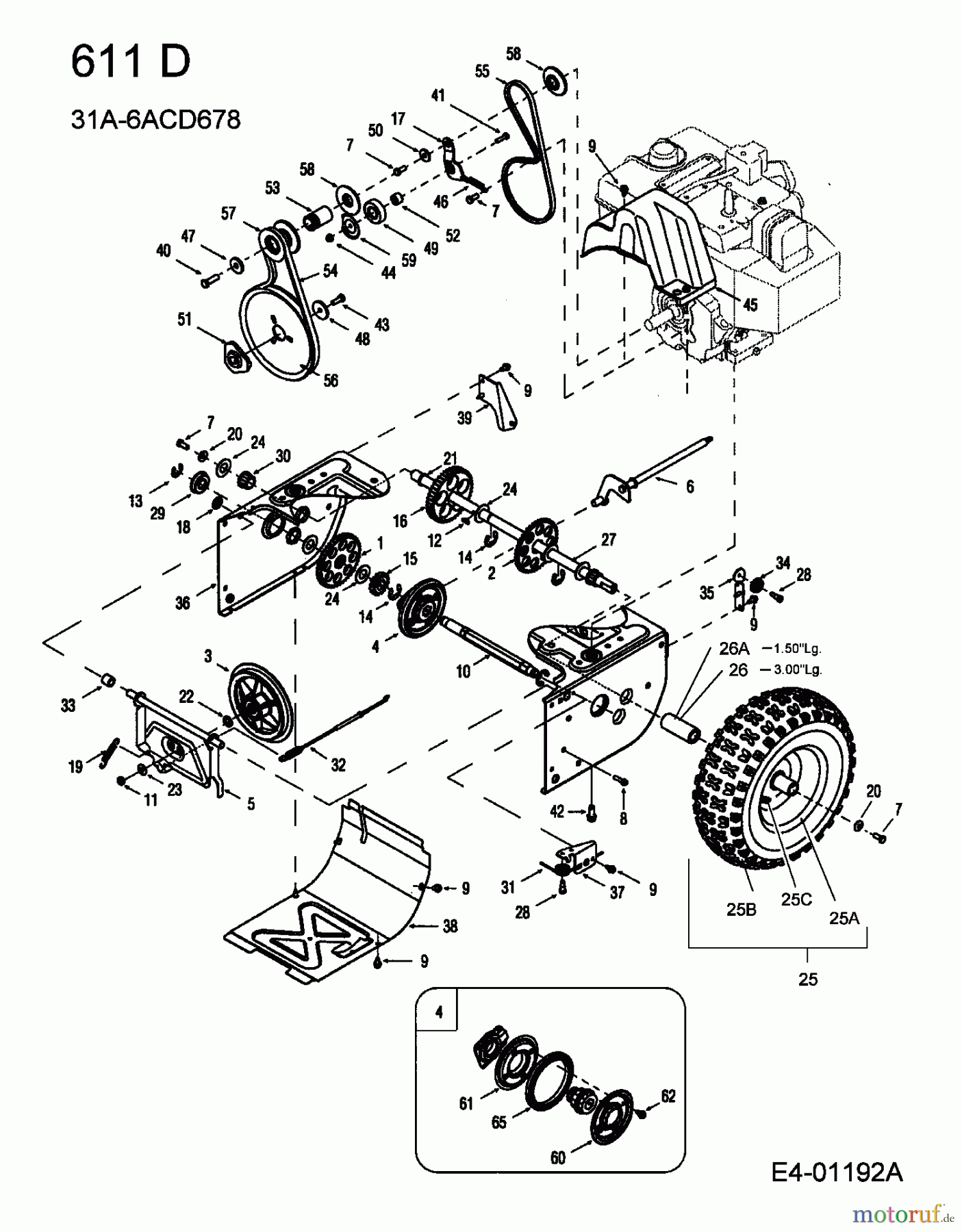  MTD Schneefräsen 611 D 31A-6ACD678  (2005) Fahrantrieb, Fräsantrieb, Räder