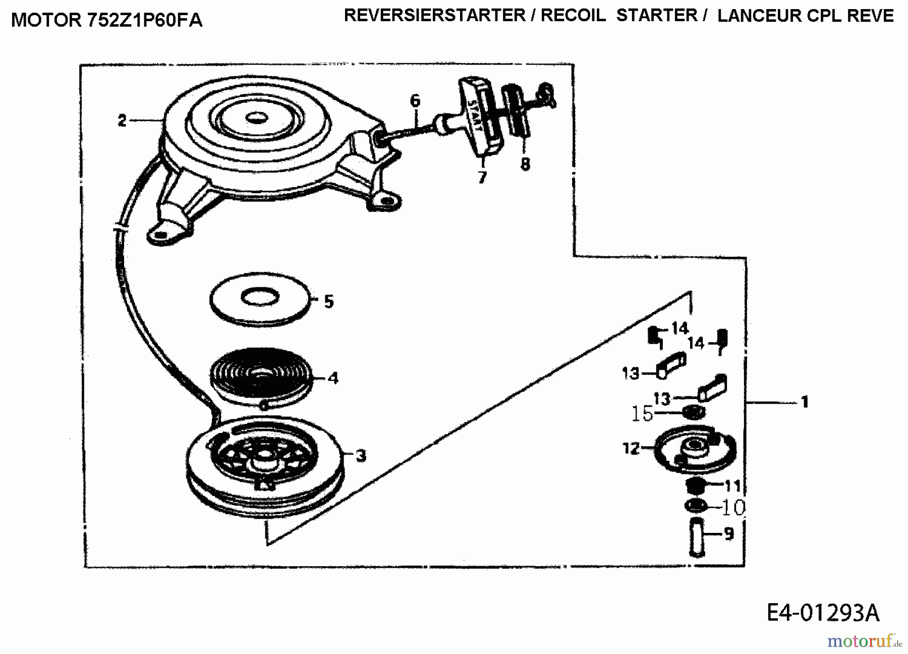  MTD-Motoren MTD vertikal 1 P 60 FA 752Z1P60FA  (2005) Reversierstarter