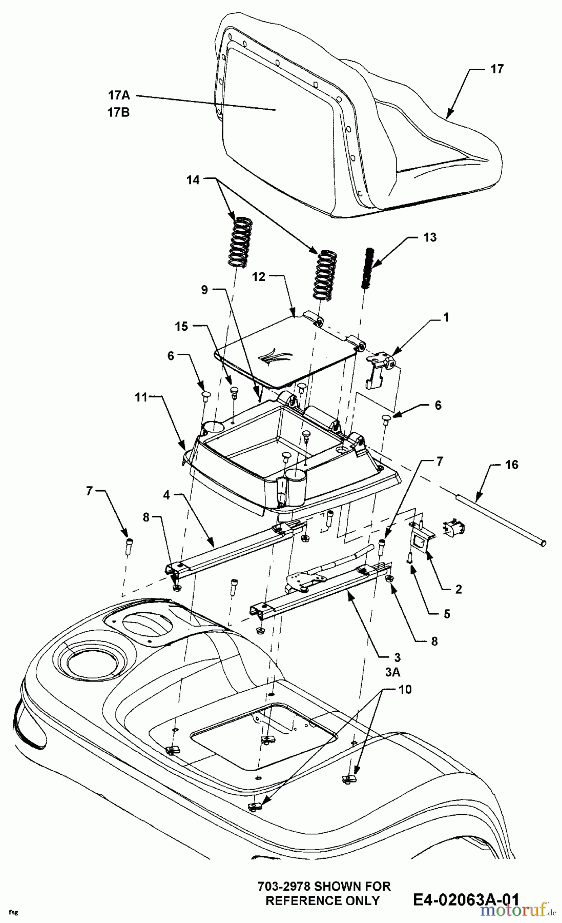 Cub Cadet Gartentraktoren HDS 3185 14A-665-603 (1999) Sitz, Sitzträger