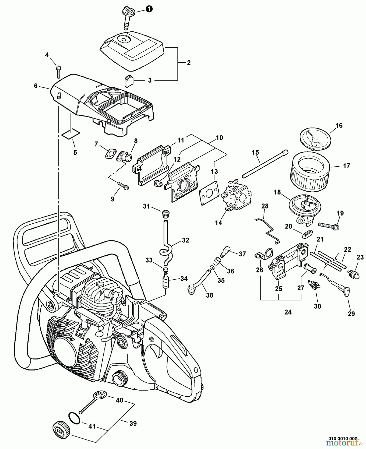 Echo Sägen, Kettensägen CS-450 - Echo Chainsaw, S/N: C05812001001 - C05812999999 Intake, Cylinder Cover, Ignition Switch, Fuel System  S/N: C05812001001 - C05812041516