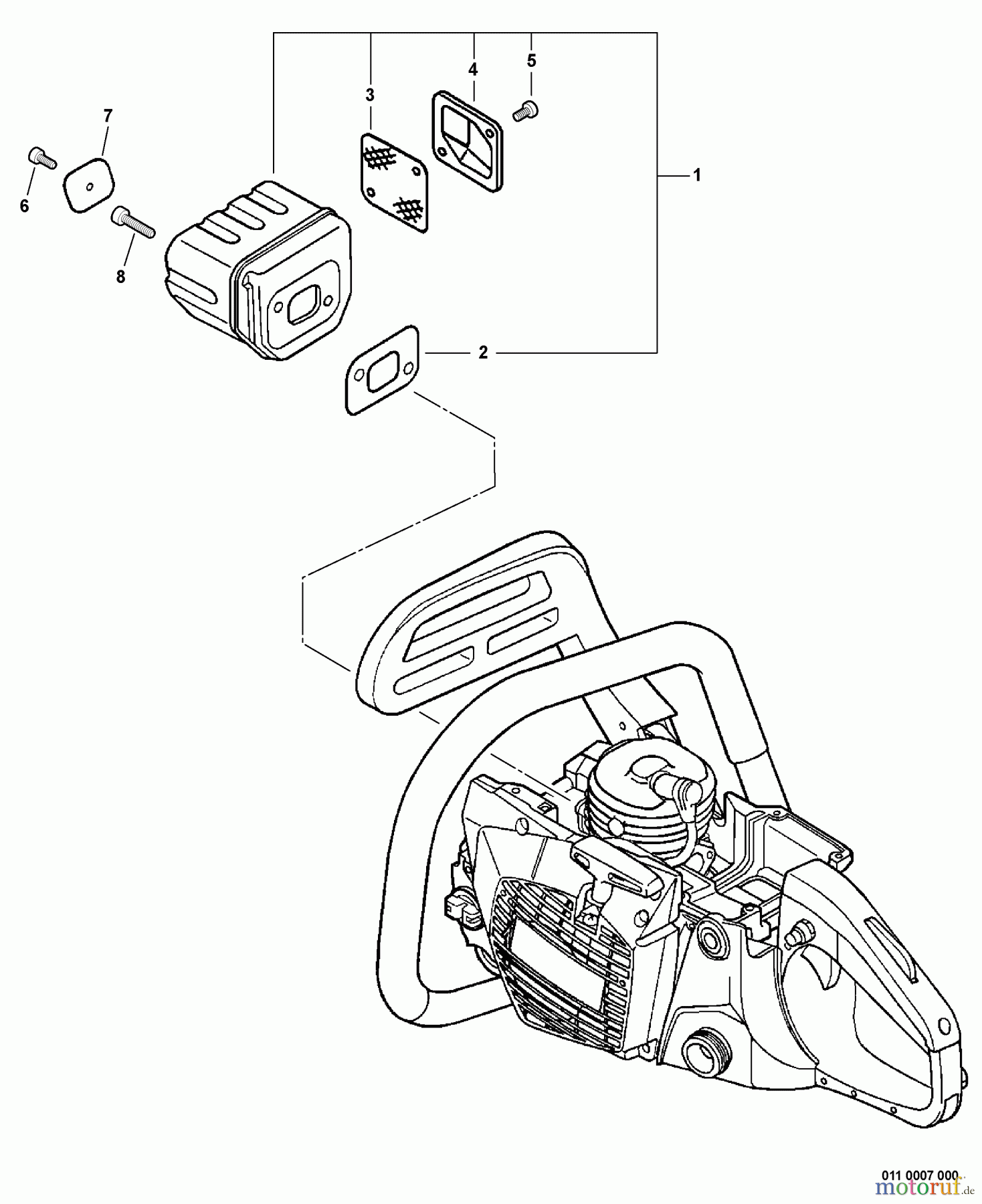 Echo Sägen, Kettensägen CS-520 - Echo Chainsaw, S/N: C07113001001 - C07113999999 Exhaust
