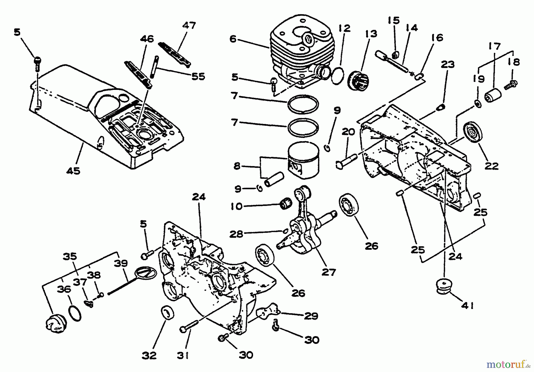 Echo Sägen, Kettensägen CS-5500 - Echo Chainsaw, S/N: 001001 - 020976 Engine, Crankcase